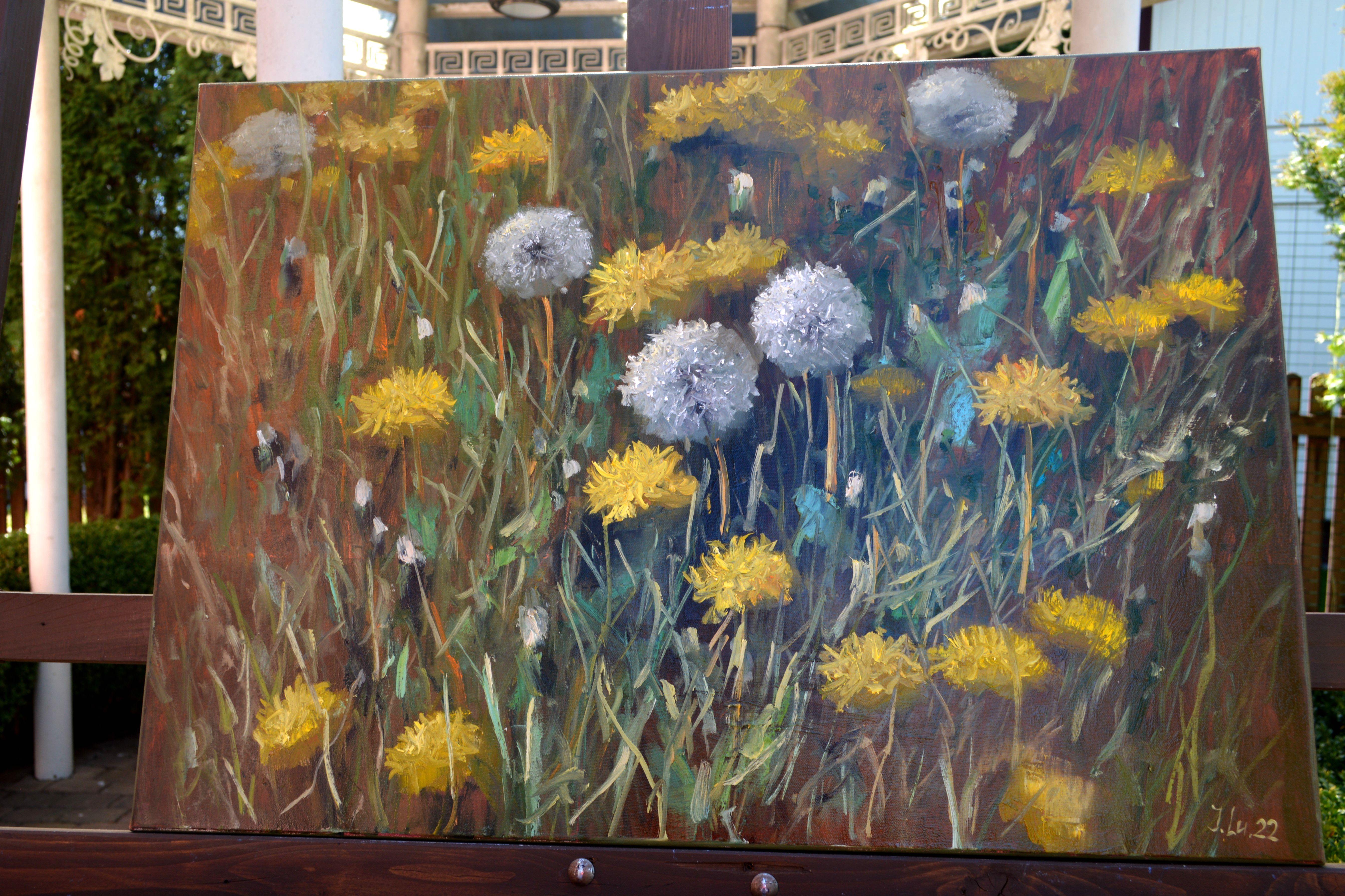 Fragment of a lawn of dandelions 50X70 For Sale 1