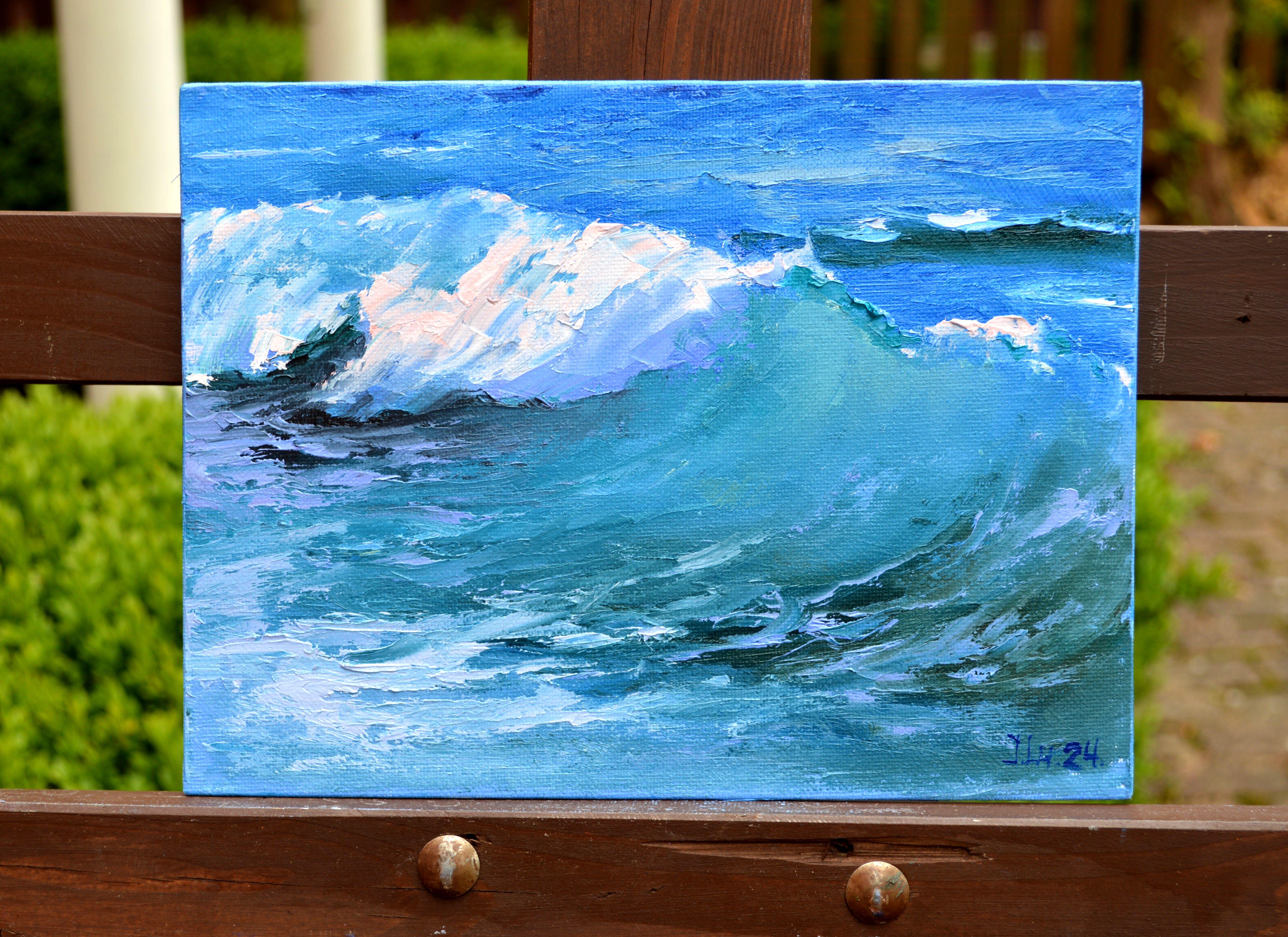 Fragmento de una ola de mar - Painting de Elena Lukina