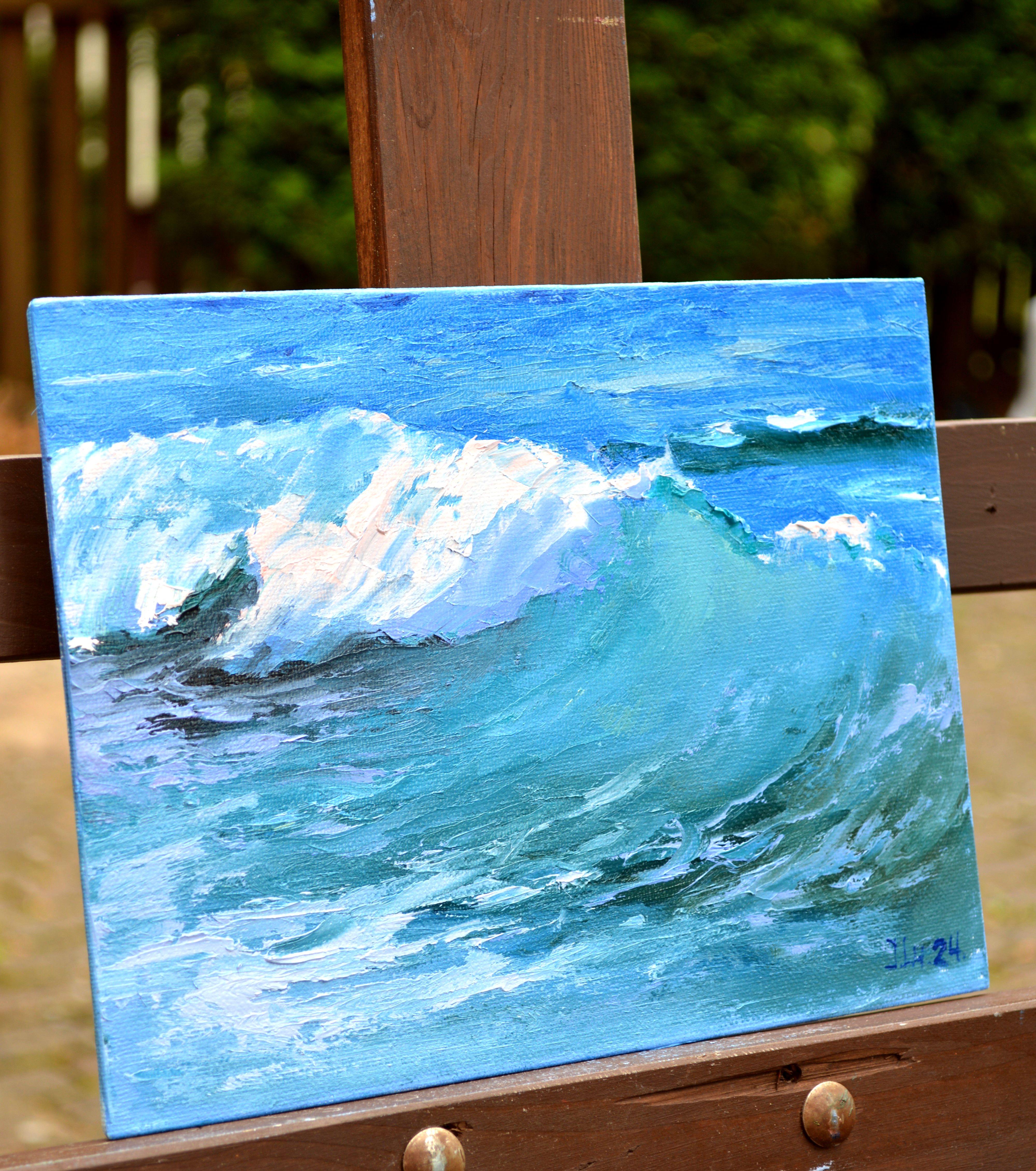 Fragmento de una ola de mar - Painting Expresionista de Elena Lukina