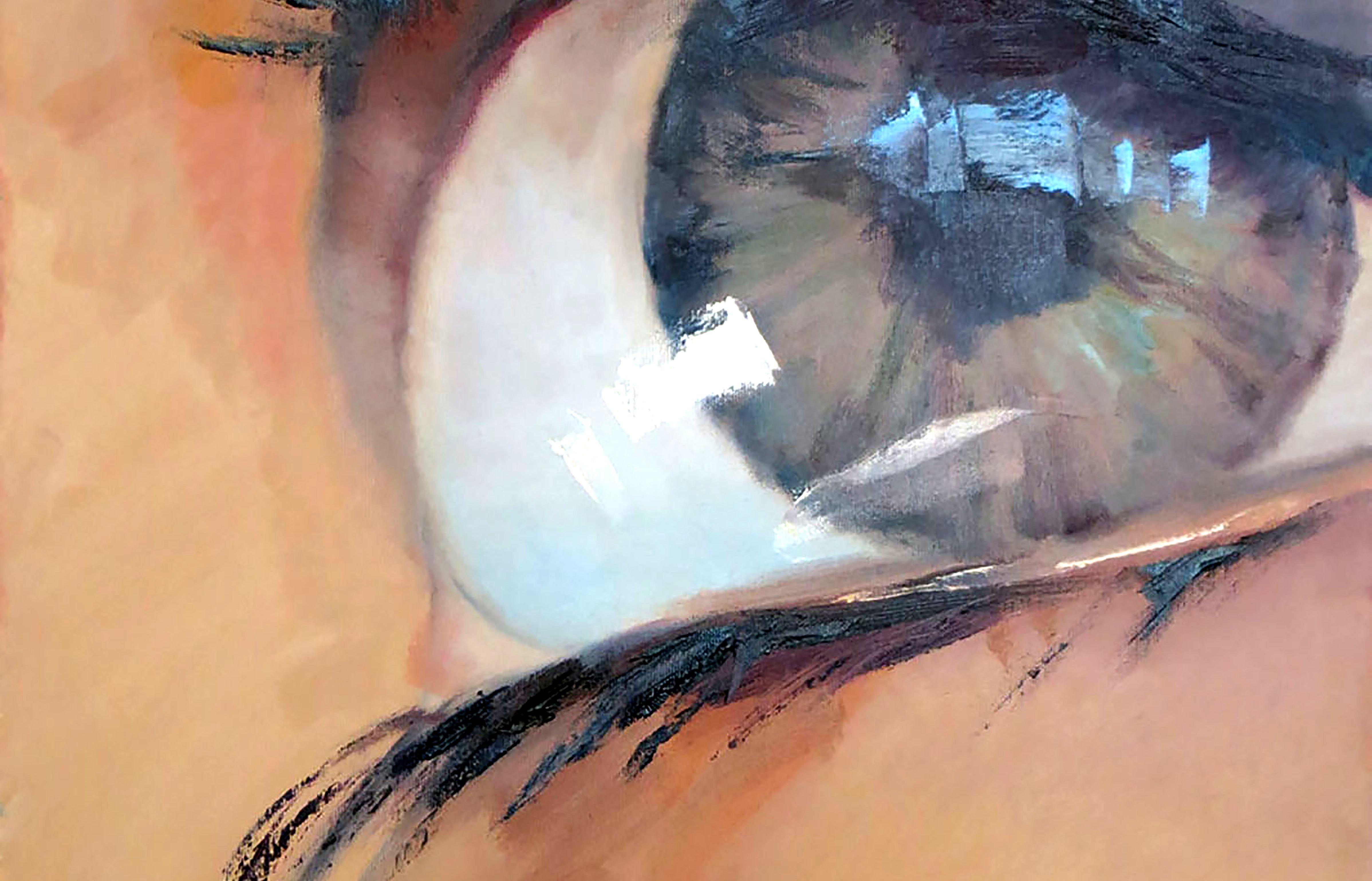 In this vivid oil painting, I've poured my soul into capturing the raw intensity of human emotion through a close-up of the eye. The piece blends expressionism's vivid emotionality with realism's detail, sprinkled with pop-art zest to create