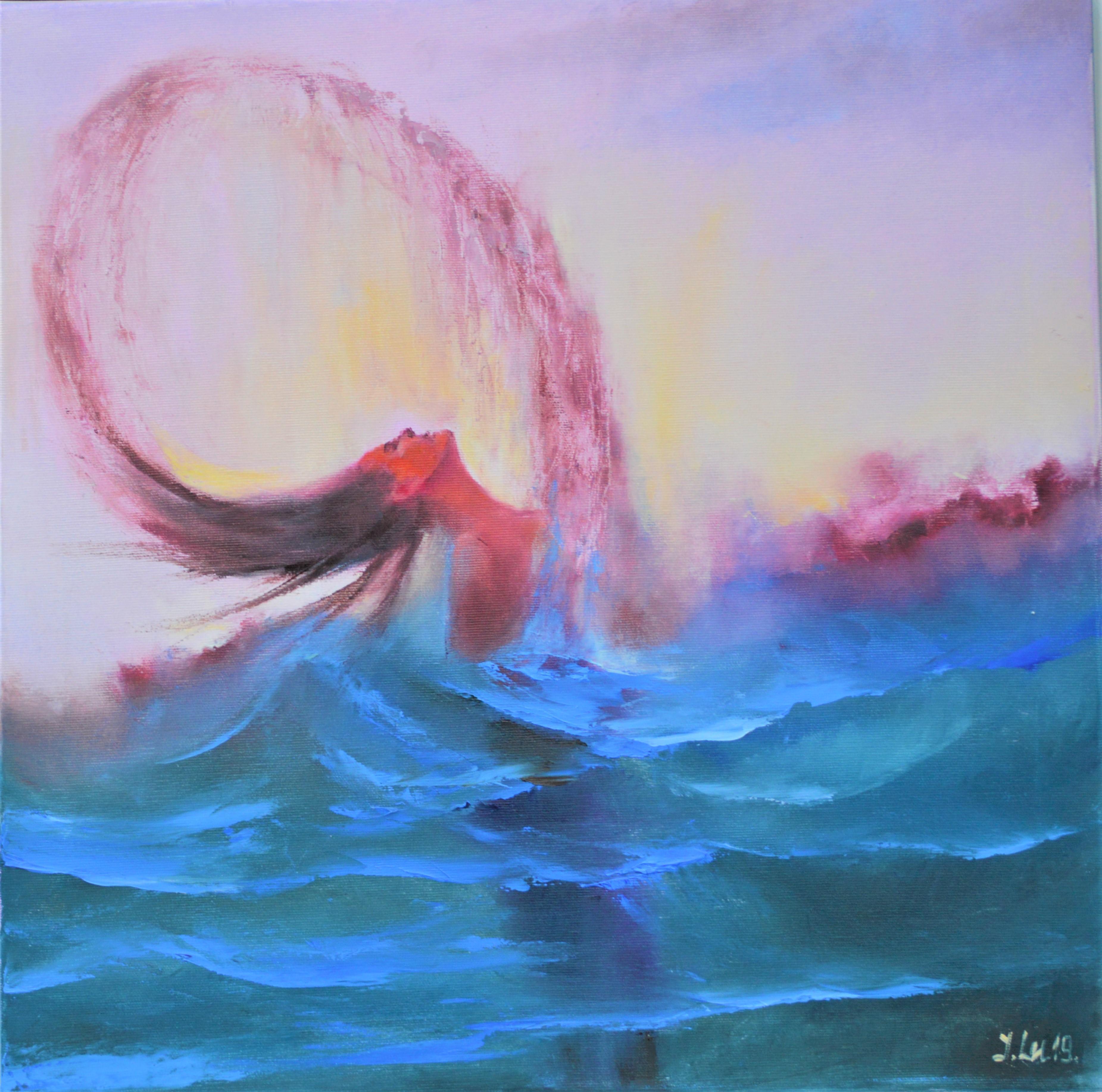 Juegos con agua al atardecer - Painting de Elena Lukina