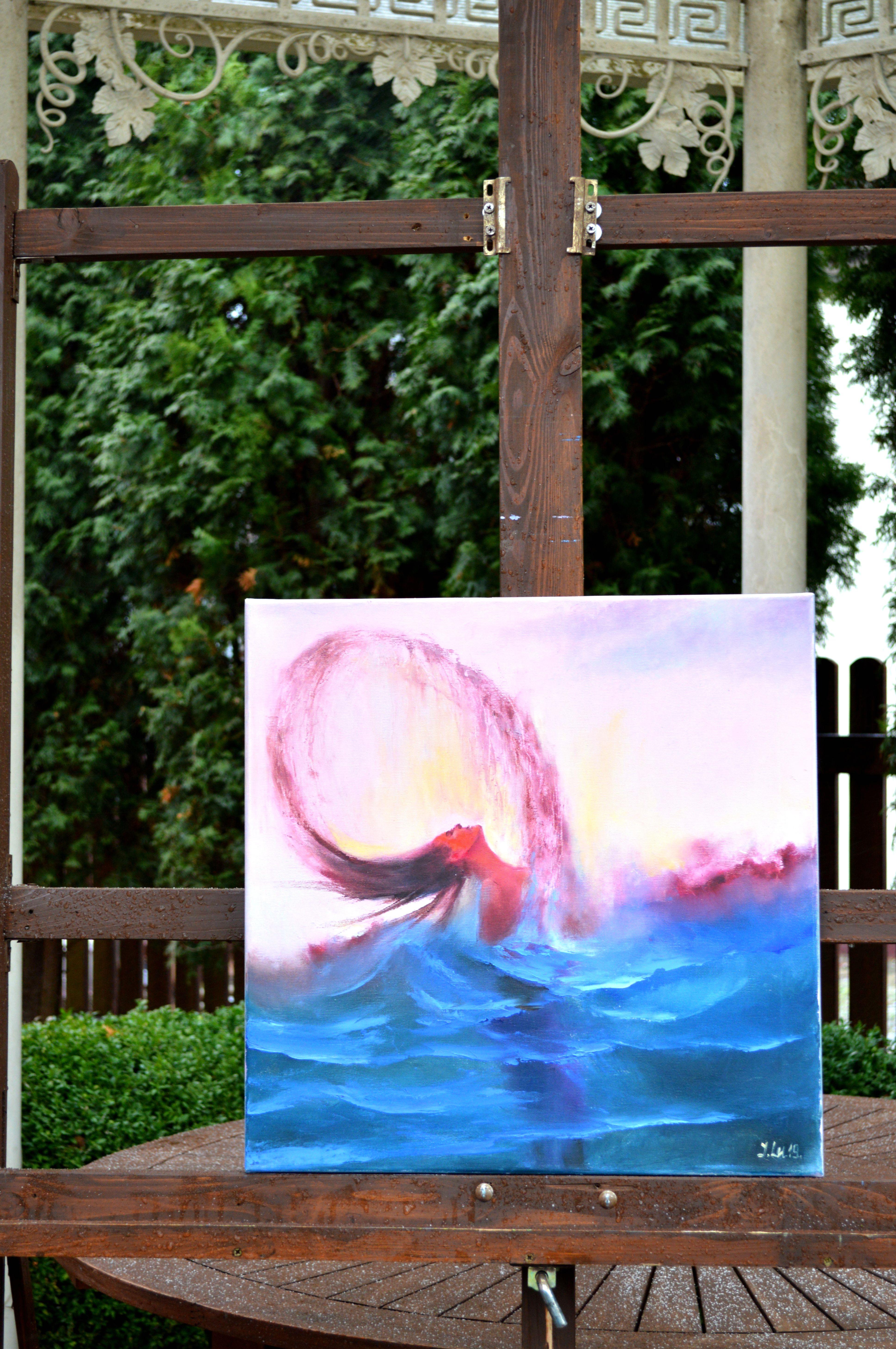 Juegos con agua al atardecer - Painting Expresionista de Elena Lukina
