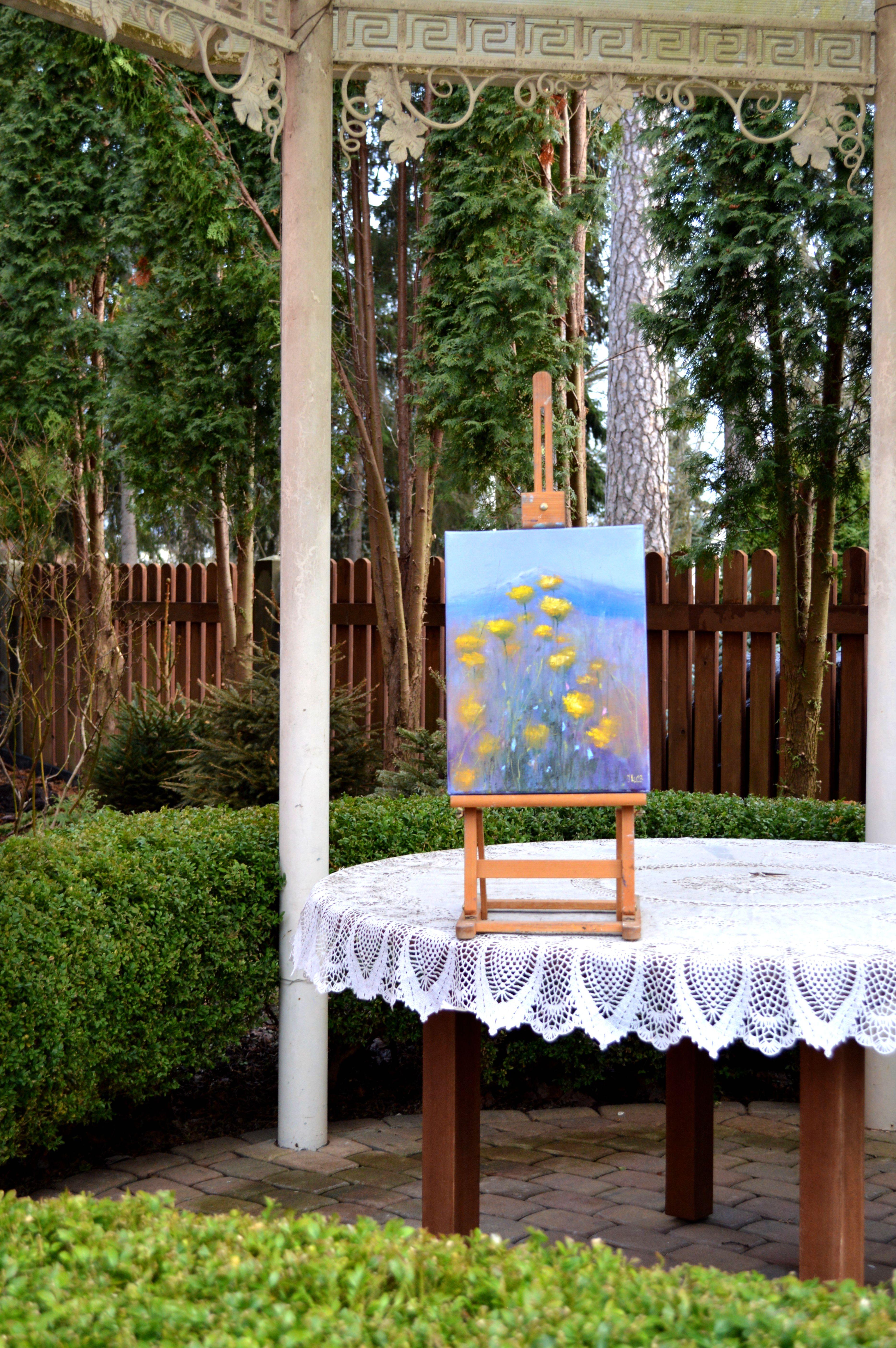 Gentle Mountain meadow – Painting von Elena Lukina