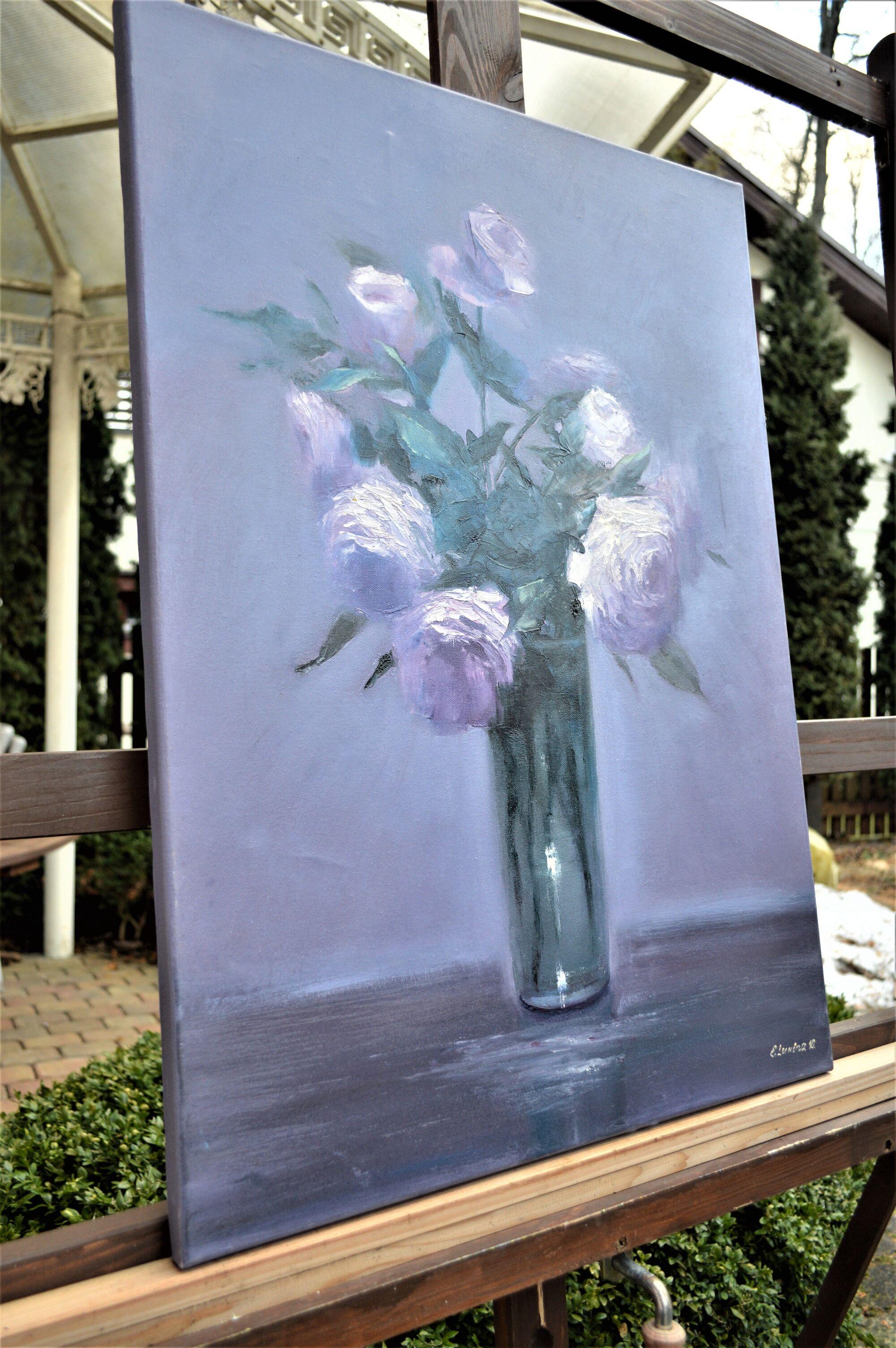 Roses douces - Expressionniste Painting par Elena Lukina