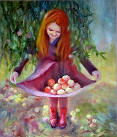 Fille avec des pommes