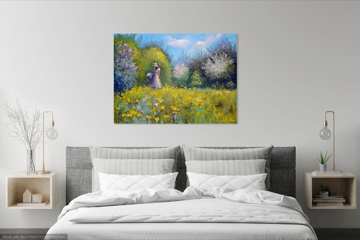 Girl with lilas - Marron Interior Painting par Elena Lukina