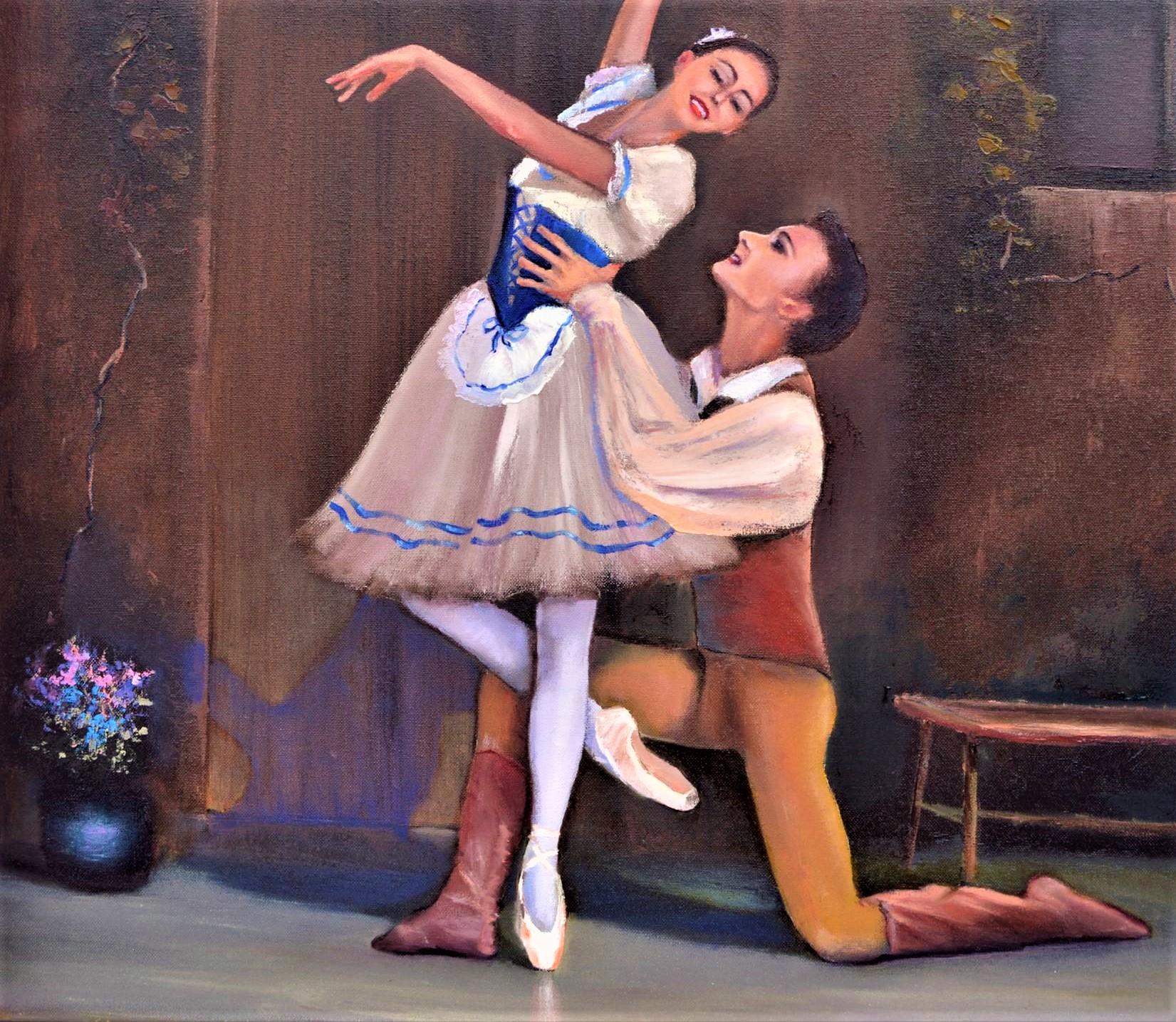 Giselle - Portrait Painting Nero di Elena Lukina
