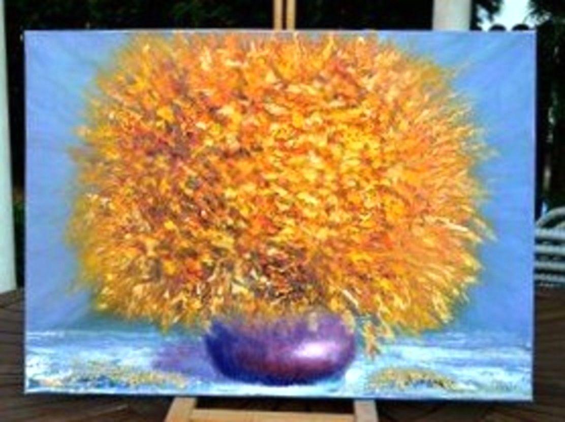 Ramo dorado - Still-Life Painting Marrón de Elena Lukina