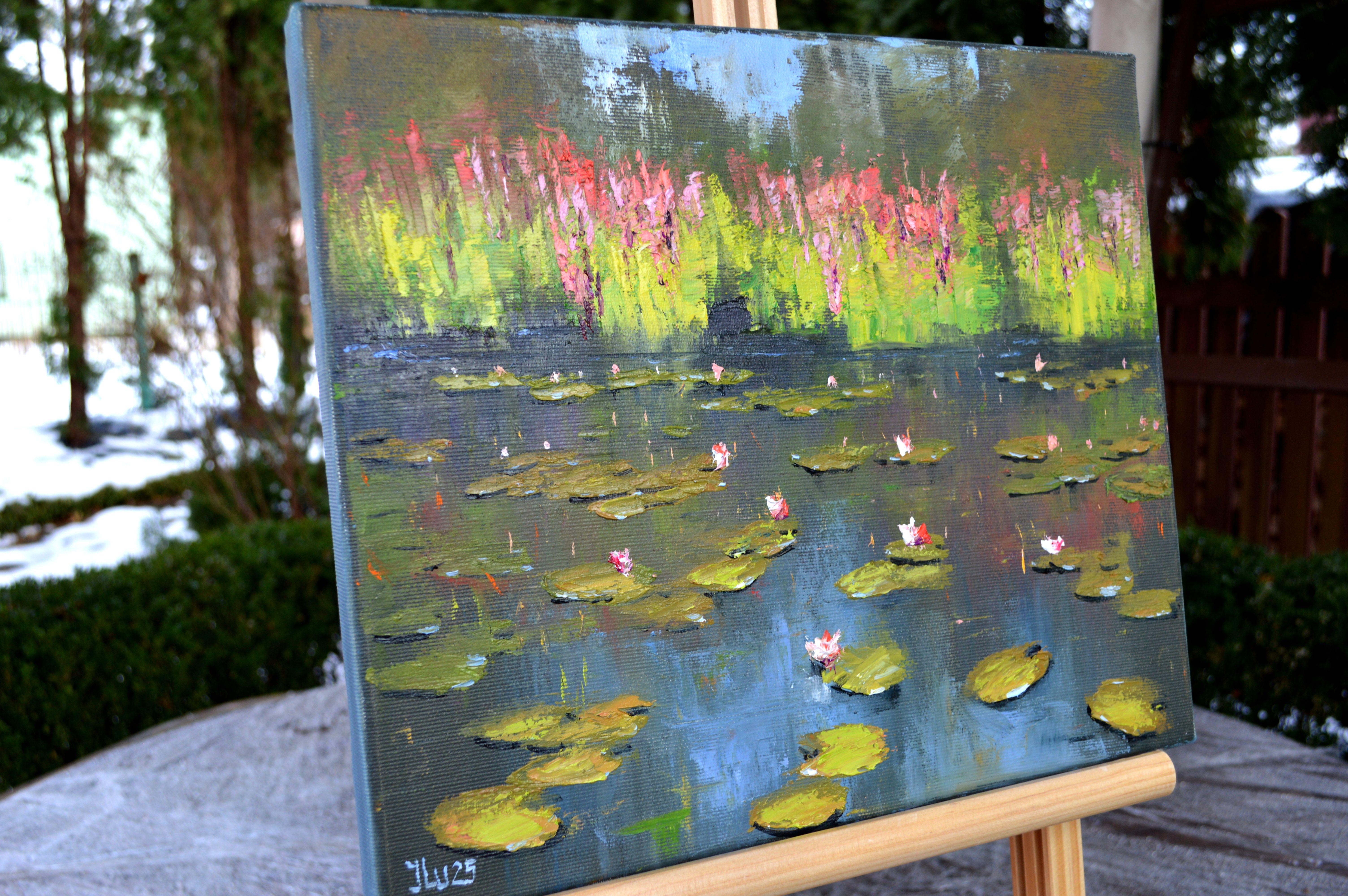 Green Pond - Expressionist Painting by Elena Lukina