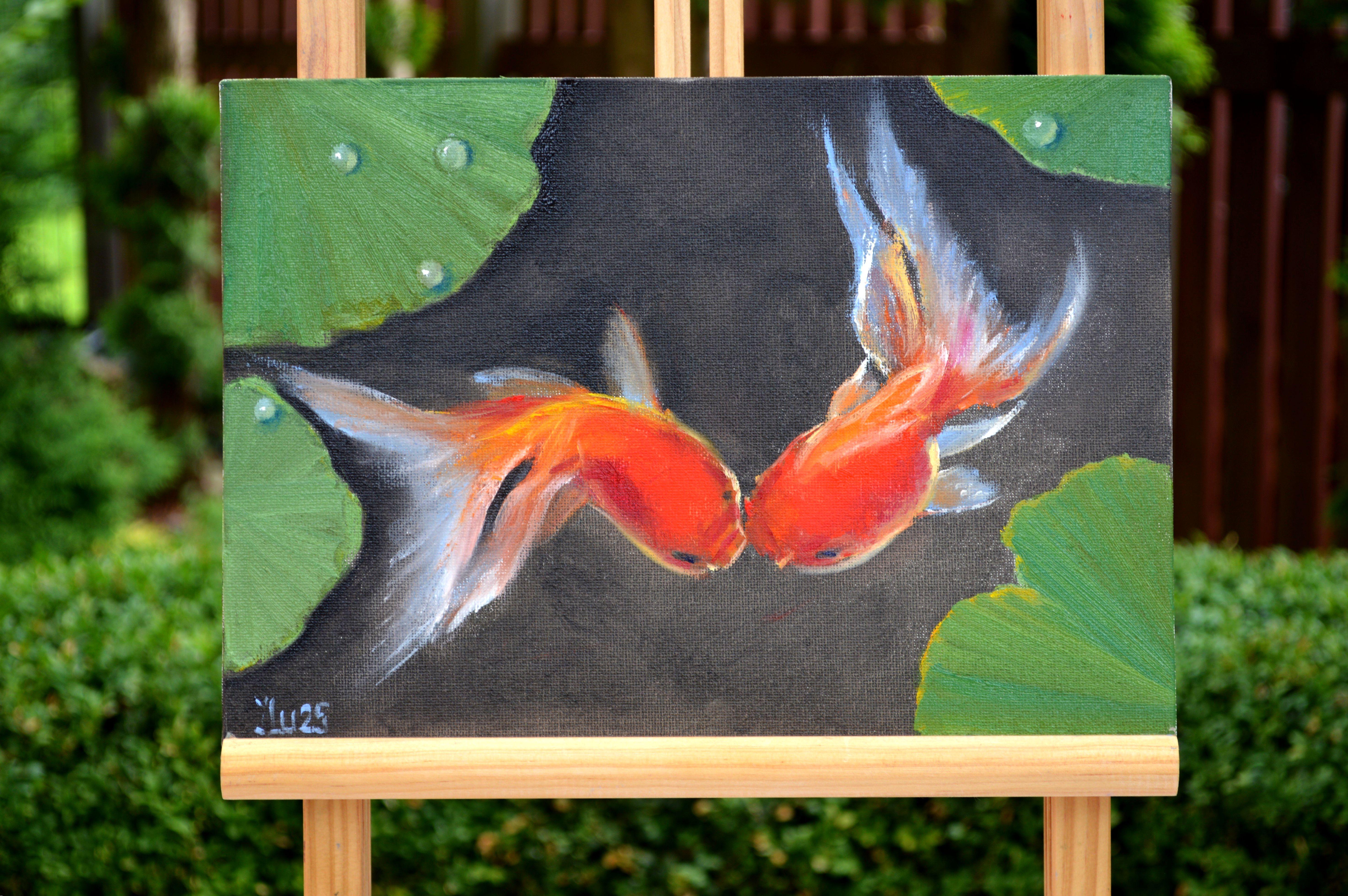 Des poissons heureux - Painting de Elena Lukina