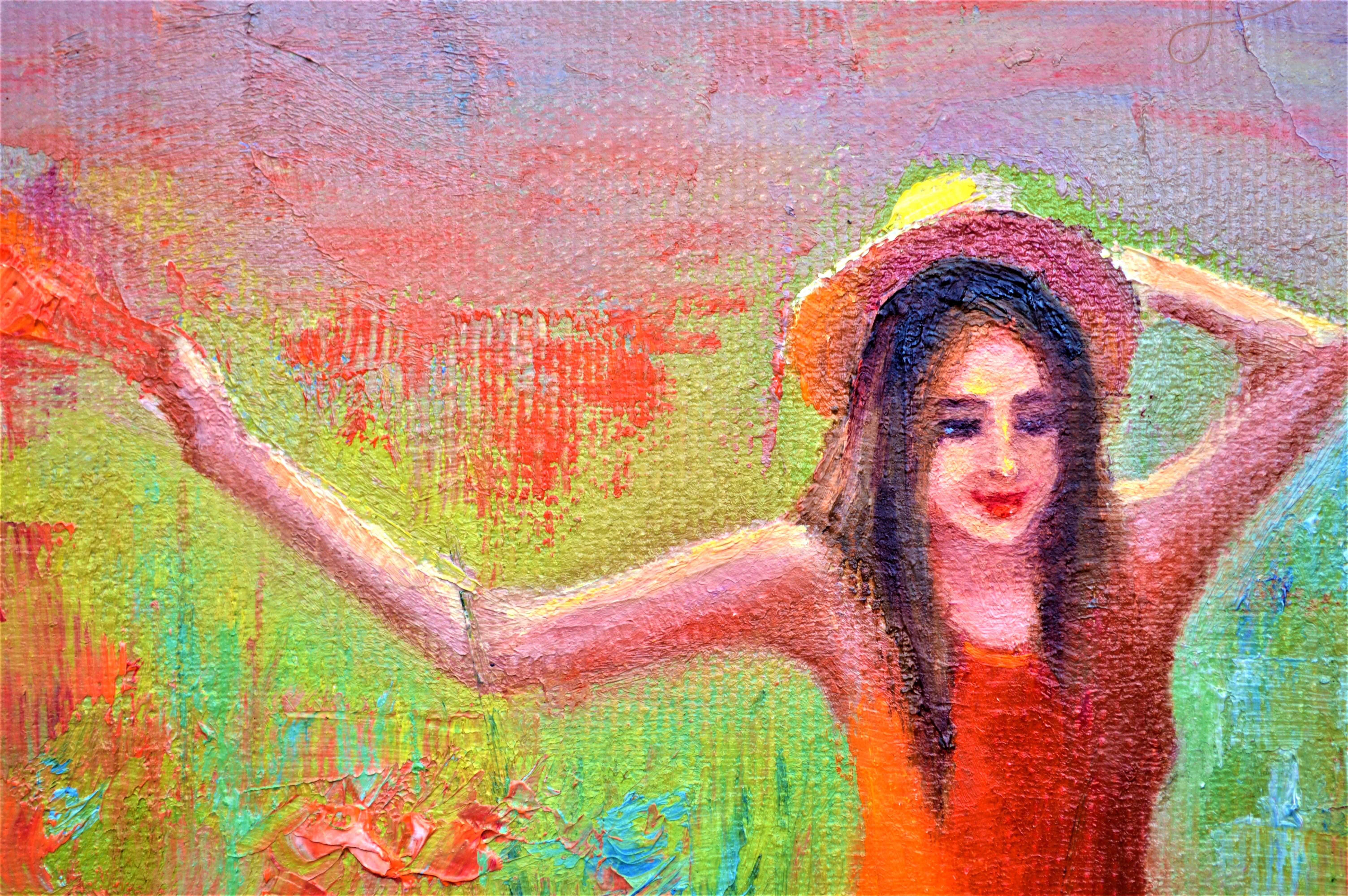 Happy summer 25X30 oil, Valentine’s Day gifts art For Sale 2