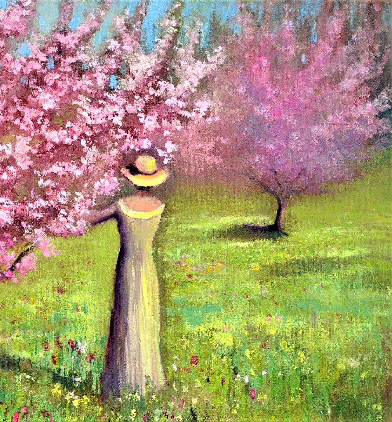 Verger de cerisiers - Painting de Elena Lukina