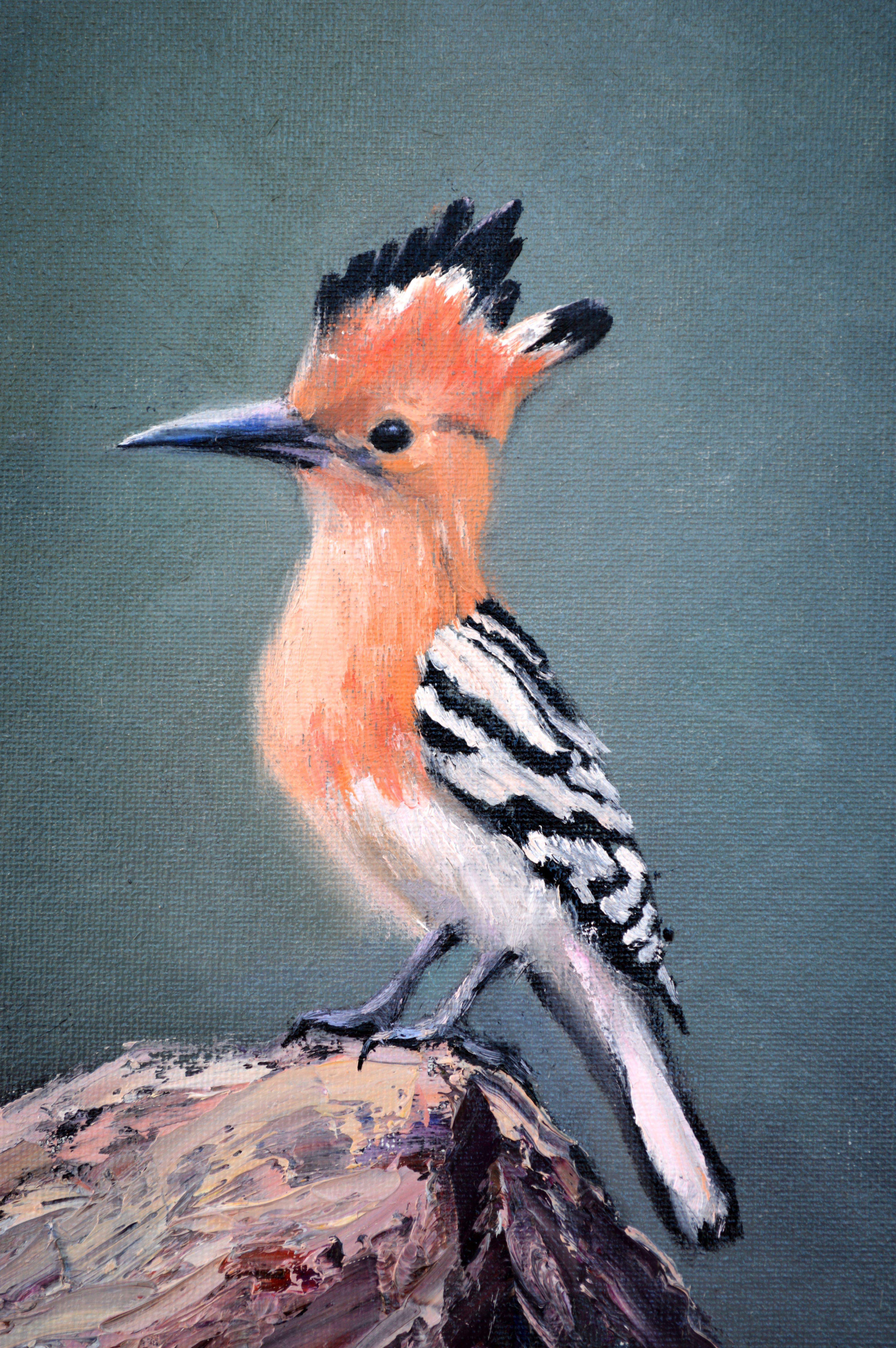 Hoopoe bird - Expressionist Painting by Elena Lukina
