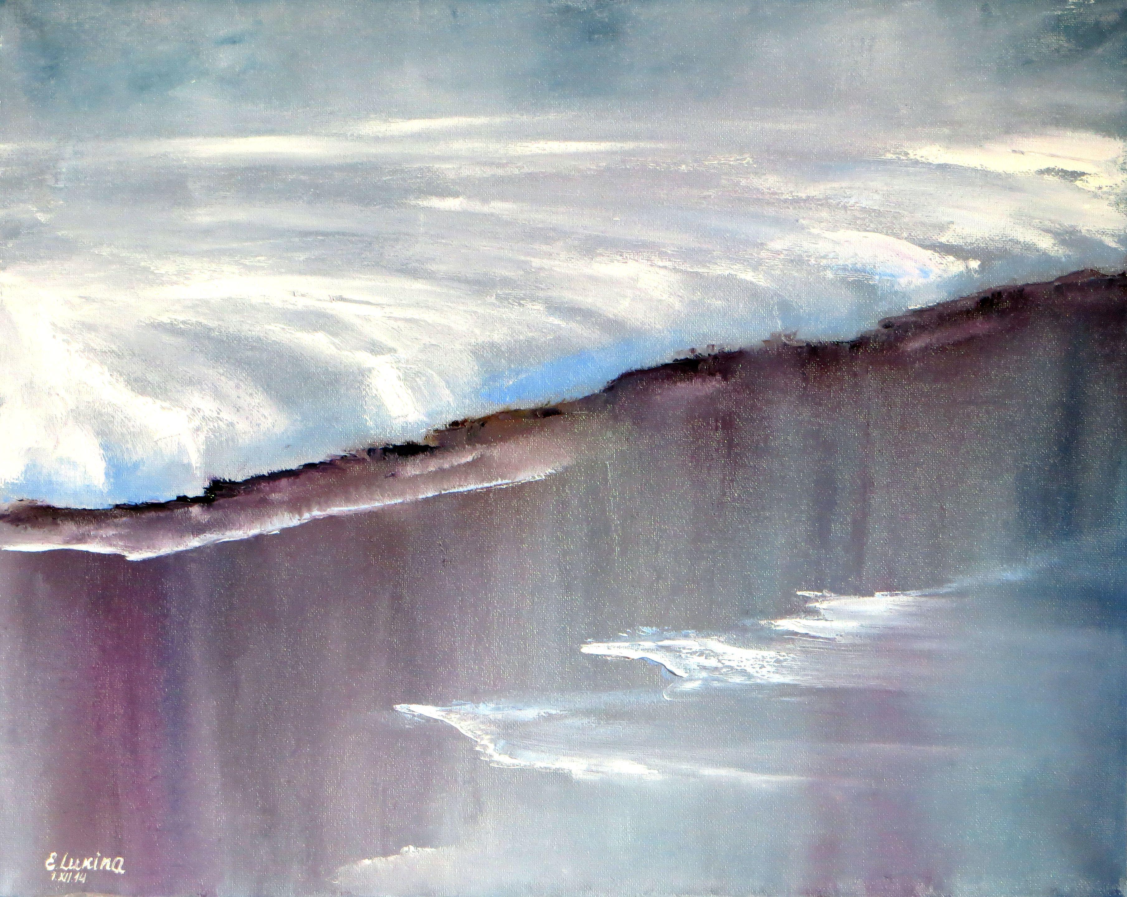 Elena Lukina Landscape Painting - WINTER SALE! Ice.Snow. 40X50 oil painting