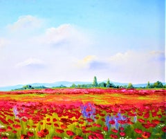 Impasto Poppies, Elena Lukina, Original Large Impasto Oil Painting