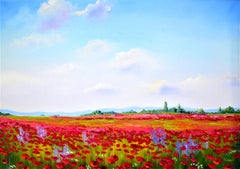 Impasto Poppies, Elena Lukina, Original Large Impasto Oil Painting