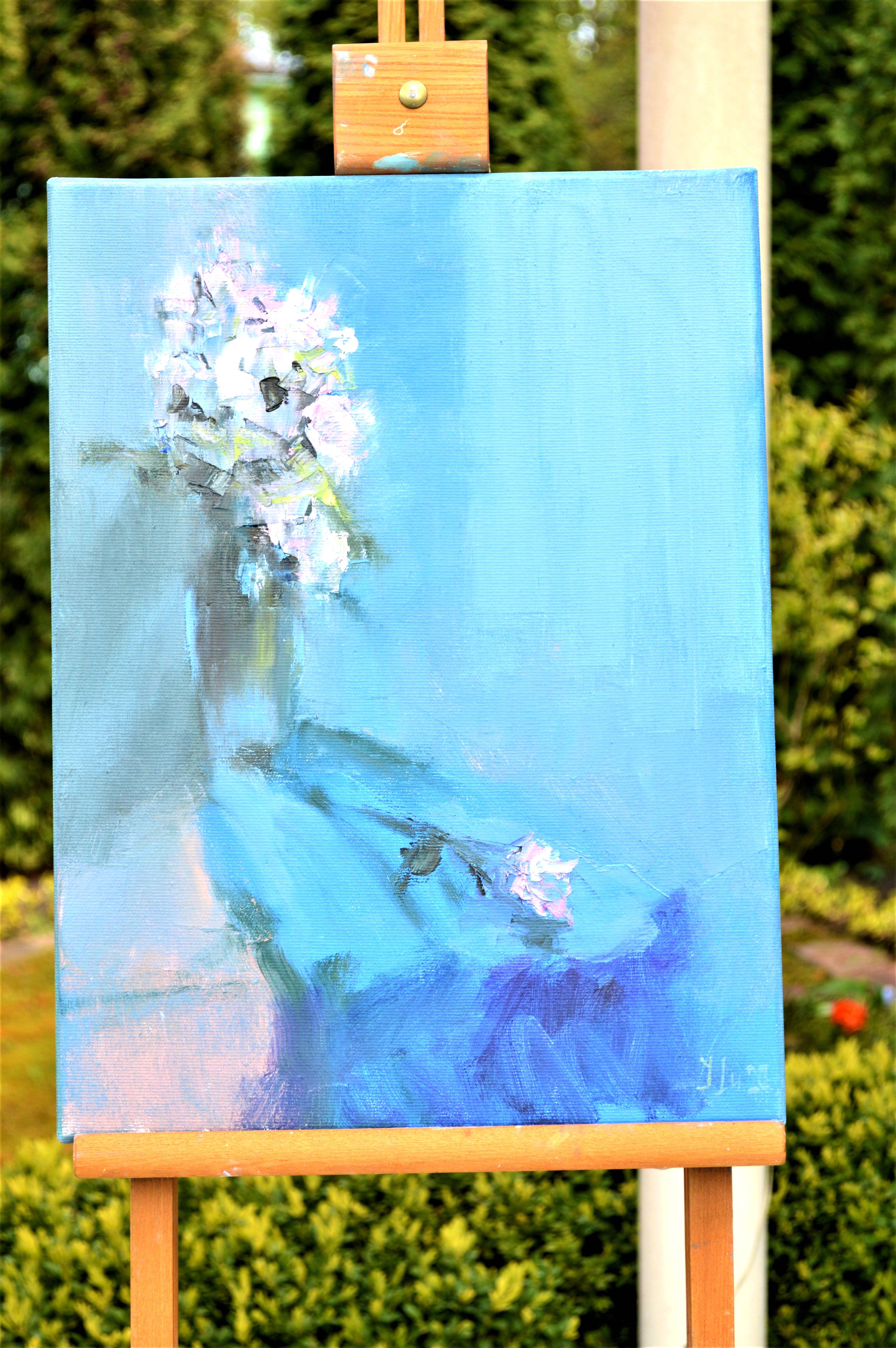 Impromptu with a morning rose - Painting by Elena Lukina
