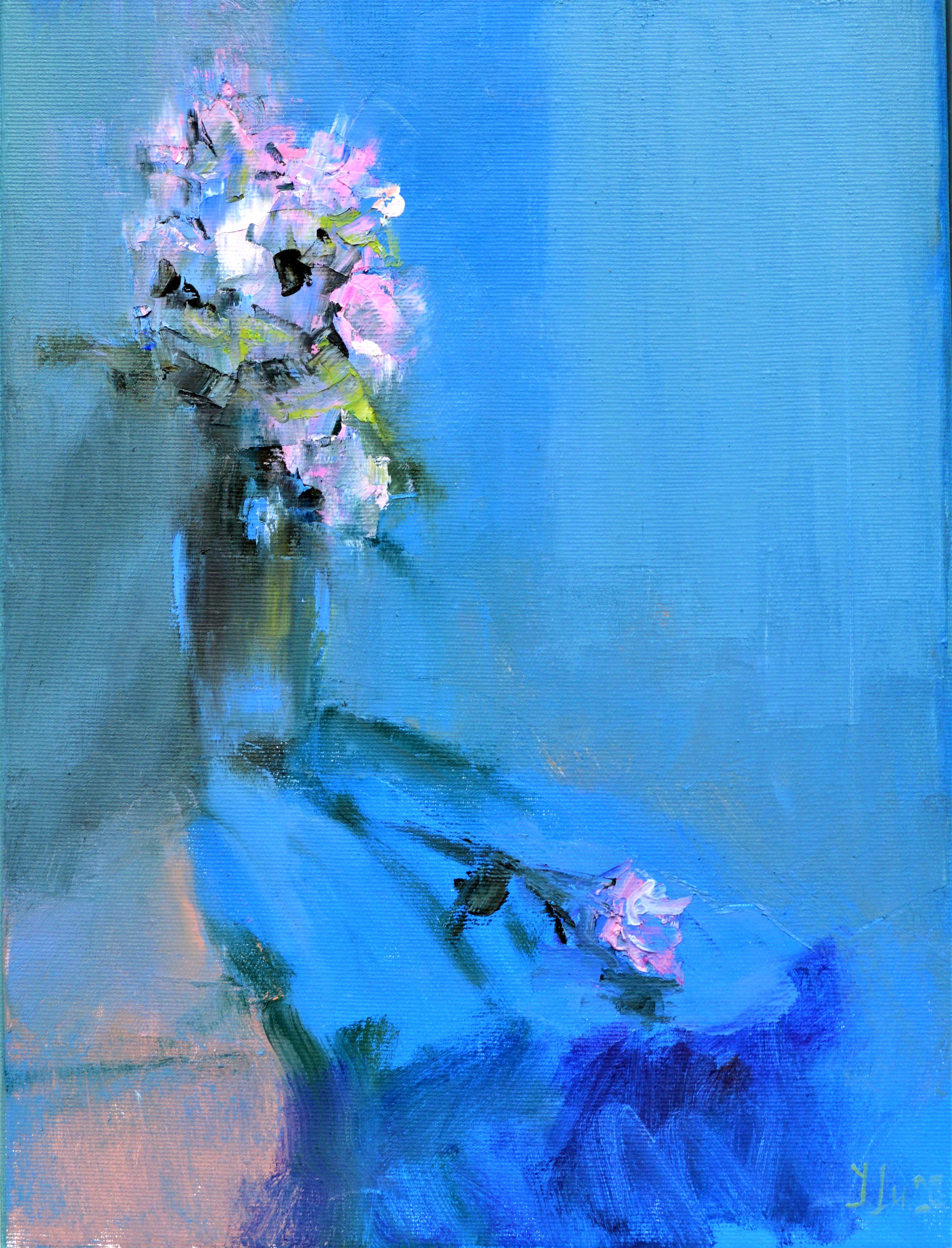 Elena Lukina Still-Life Painting - Impromptu with a morning rose
