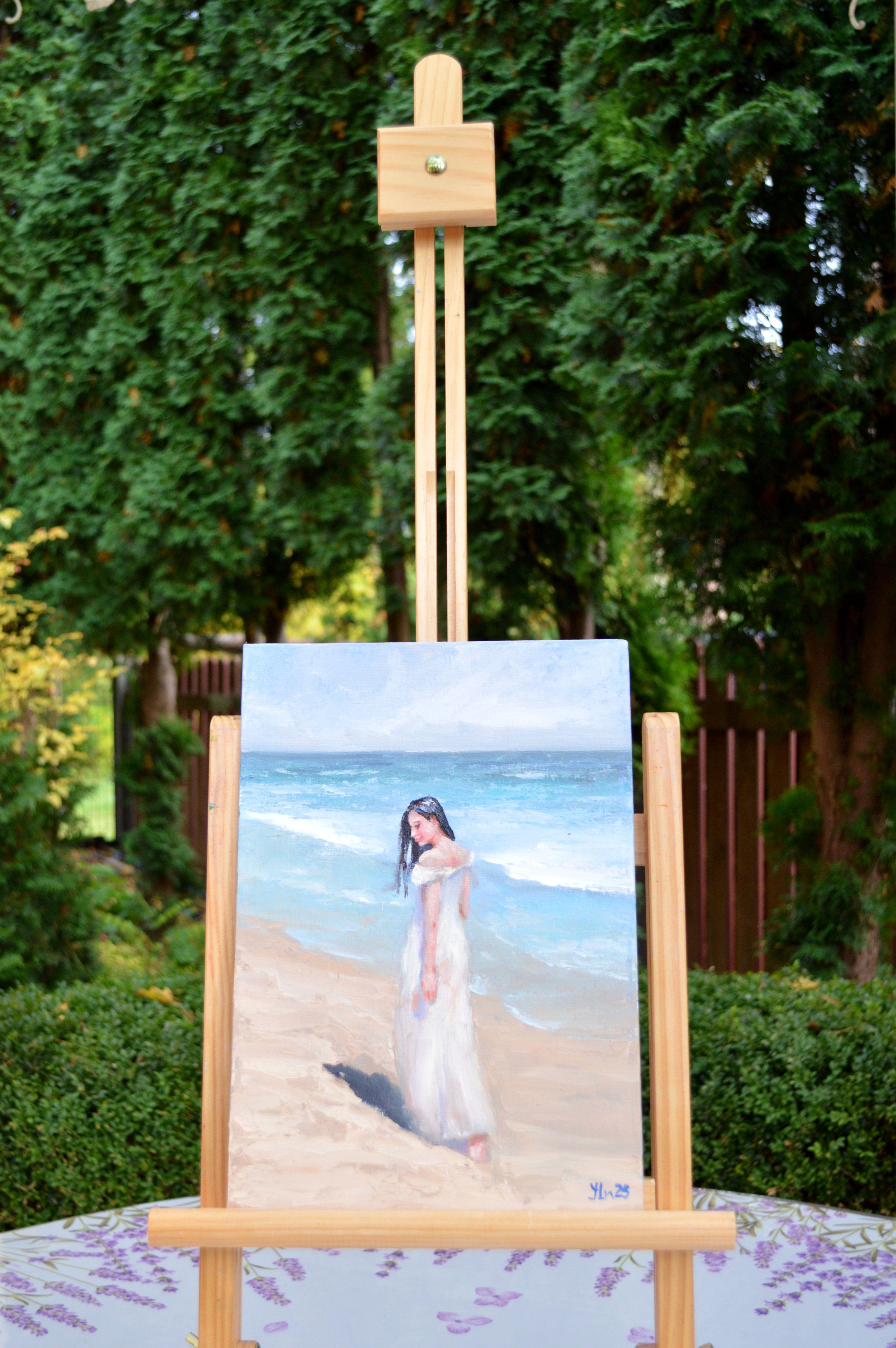 Dans la solitude au bord de la mer - Painting de Elena Lukina