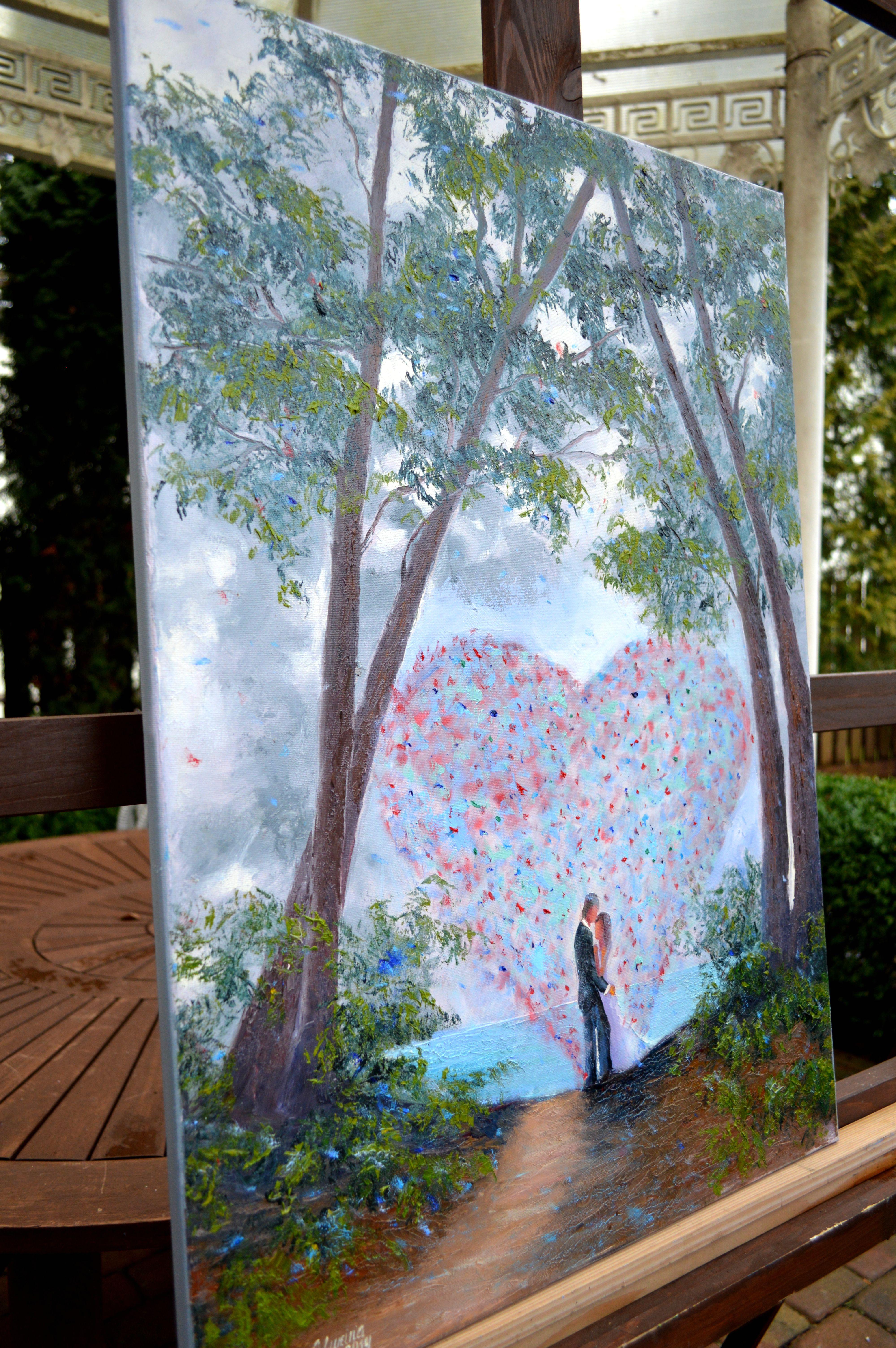Ce jour-là, 70X50 huile - Expressionniste Painting par Elena Lukina