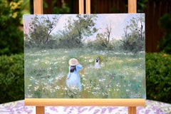 In the wildflowers Original impasto Miniature oil painting for living room