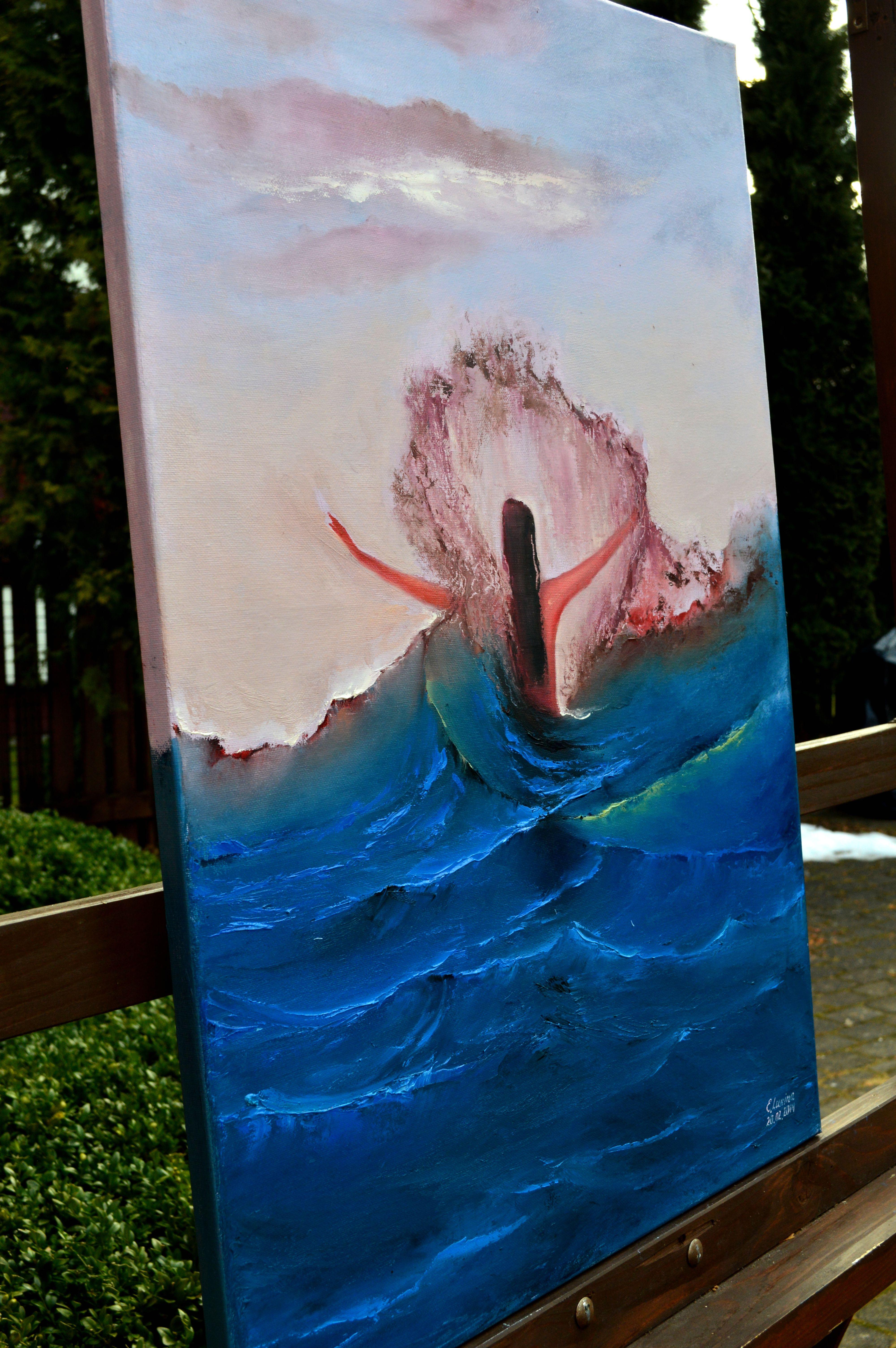 En éclaboussures chaudes - Expressionniste Painting par Elena Lukina