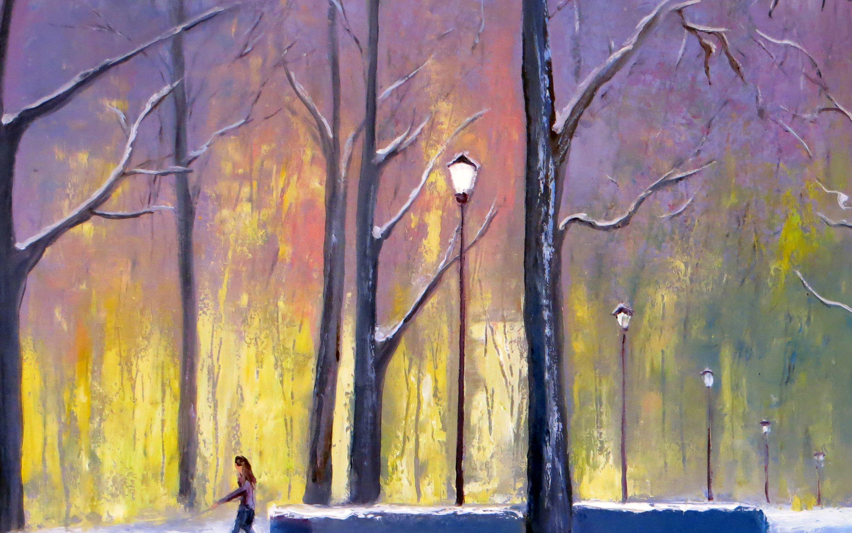WINTER SALE! In winter park 50X70 oil painting For Sale 9
