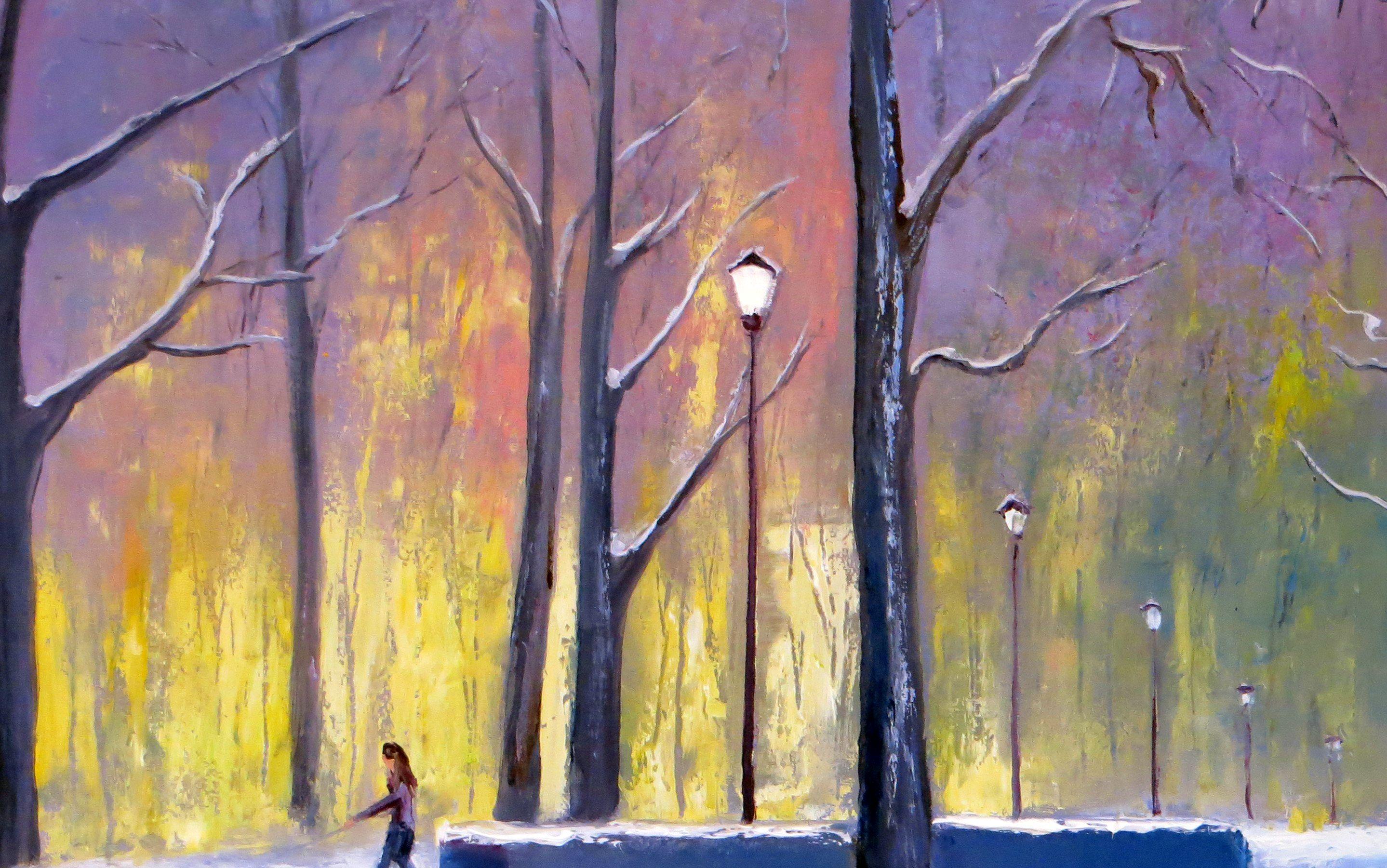 WINTERVERKAUF! In Winter Park 50X70 Ölgemälde im Angebot 10