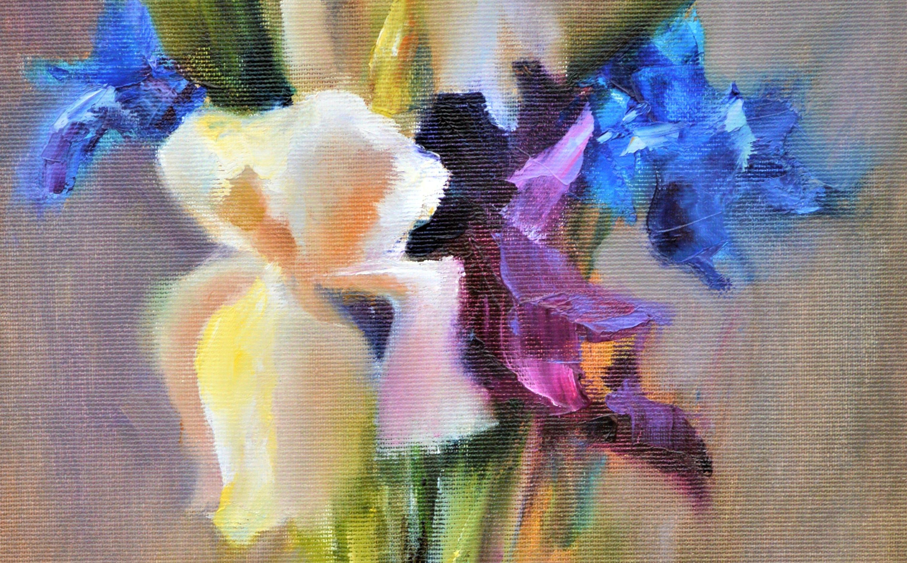 Schwertlilien-Stillleben (Braun), Still-Life Painting, von Elena Lukina