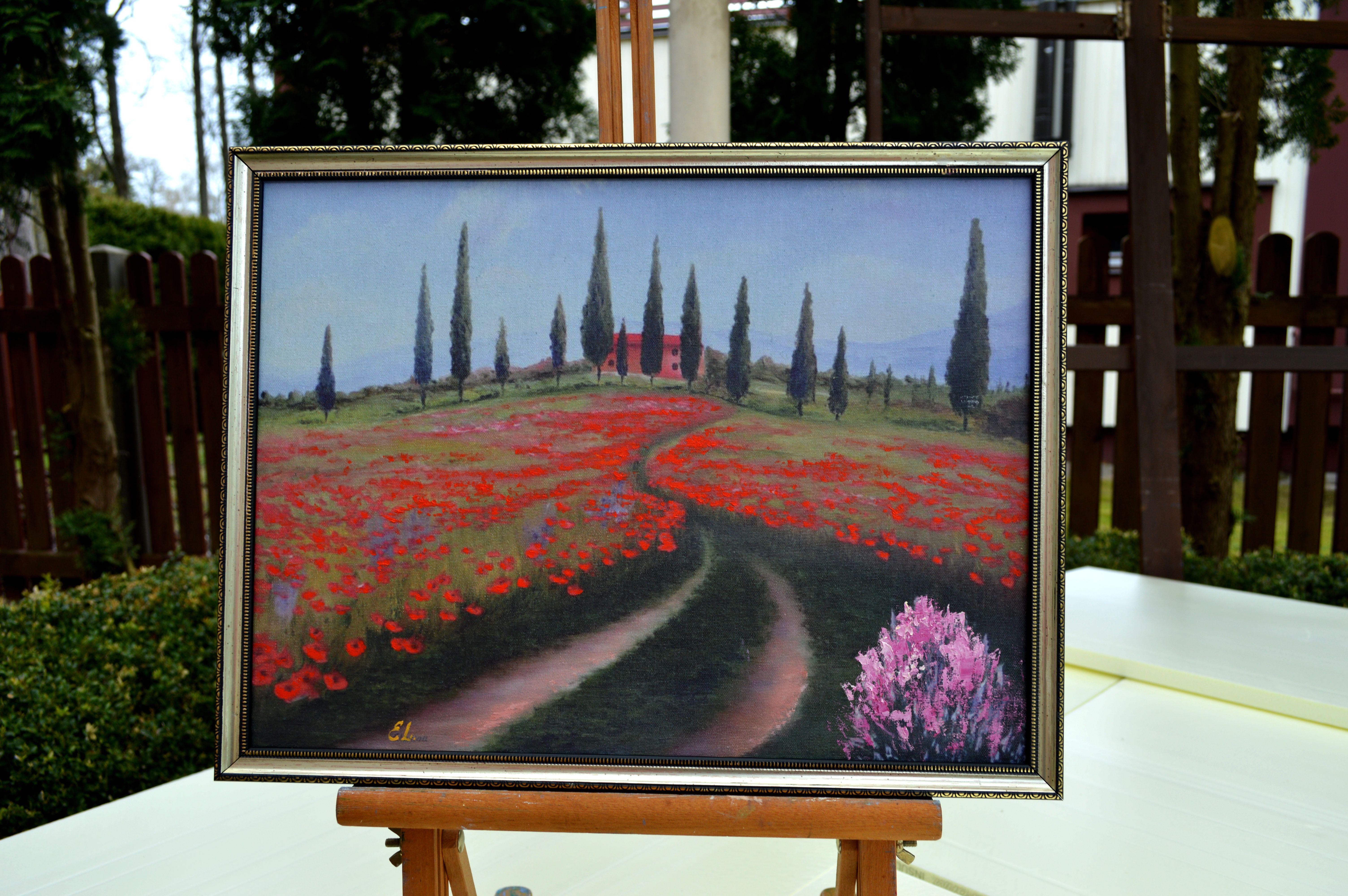 Italian village - Expressionist Painting by Elena Lukina