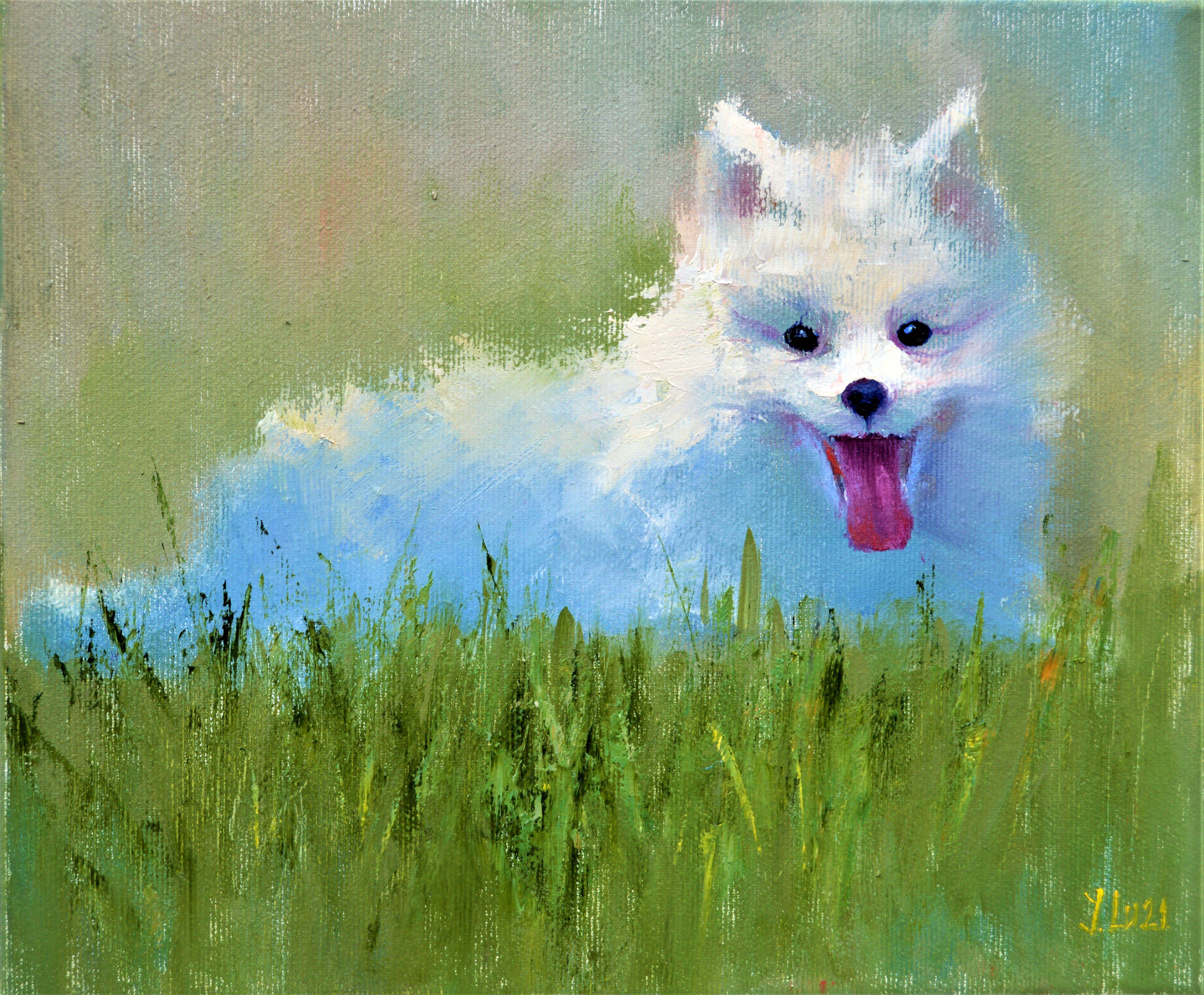 Animal Painting de Elena Lukina - Cachorro de Spitz japonés