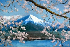 Japanese Spring Paradise: Landscape Original impasto Miniature Oil Gift Art