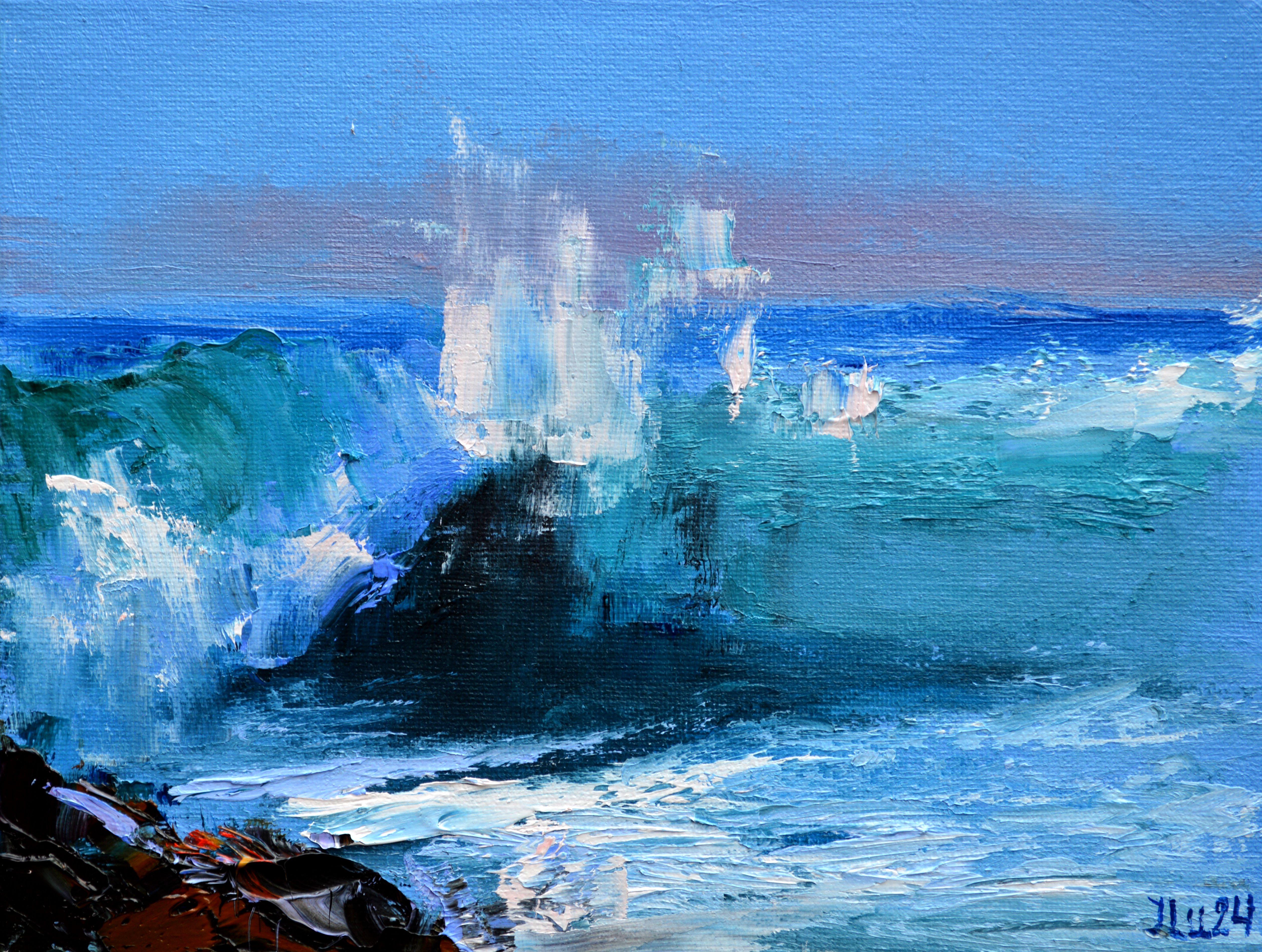 Elena Lukina Landscape Painting - Kinetic Motion: 18x24cm Impasto Oil on Canvas Panel (2024)