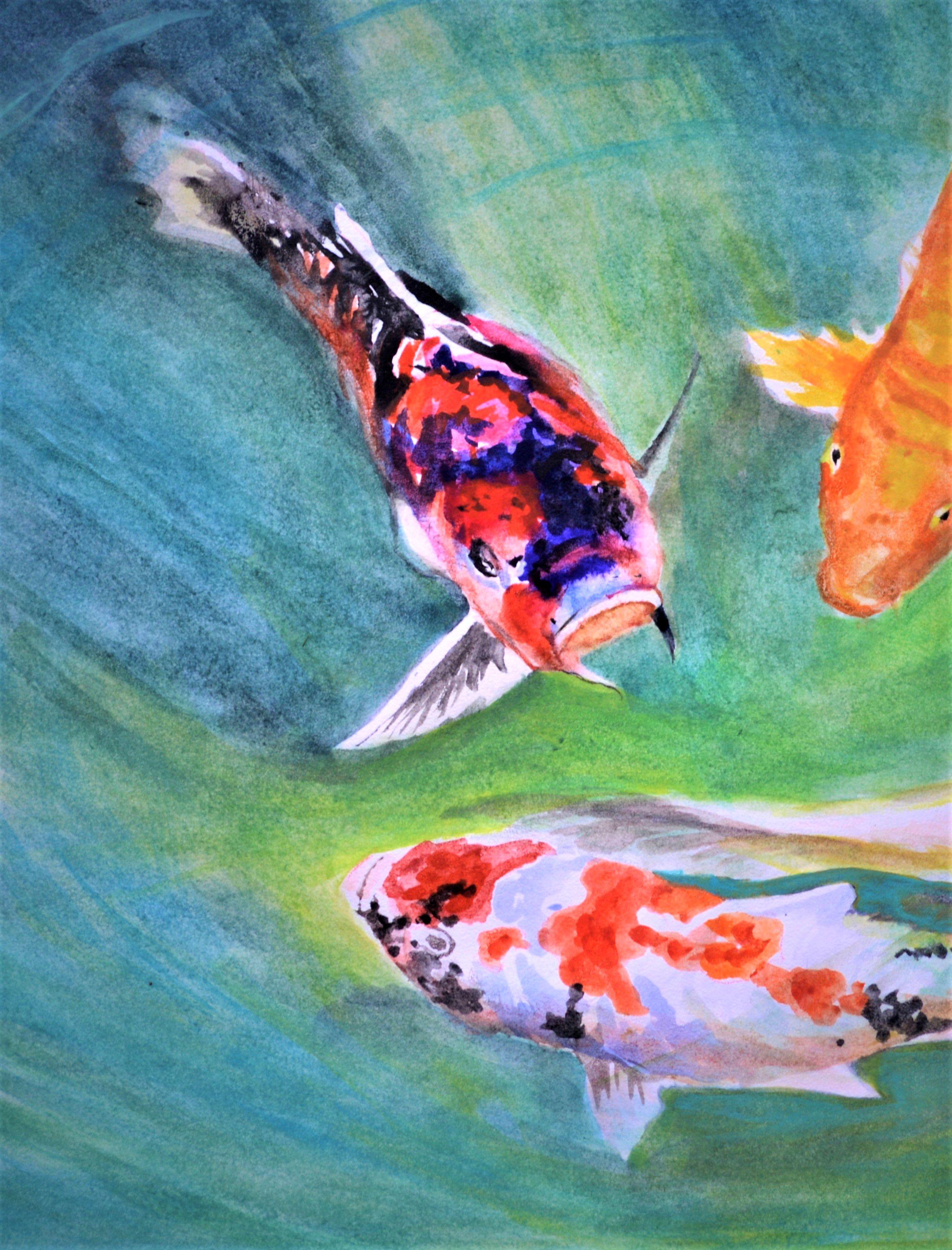 Koi Fish - Painting by Elena Lukina