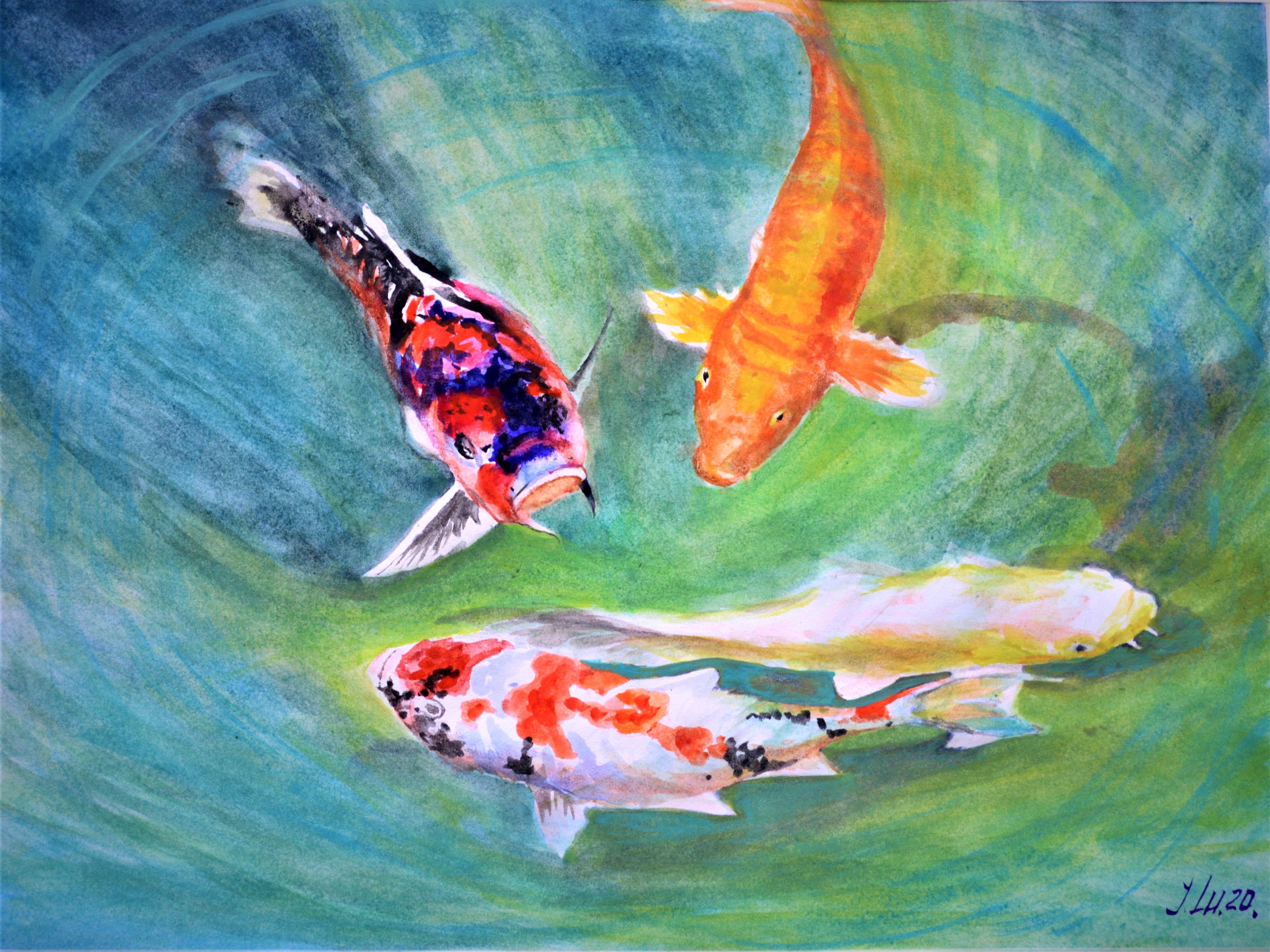 Elena Lukina Landscape Painting - Koi Fish