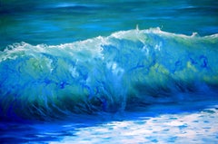 Kinetic Azure: Deep Turquoise Abstract Expressionism – Large Palette Knife Oil