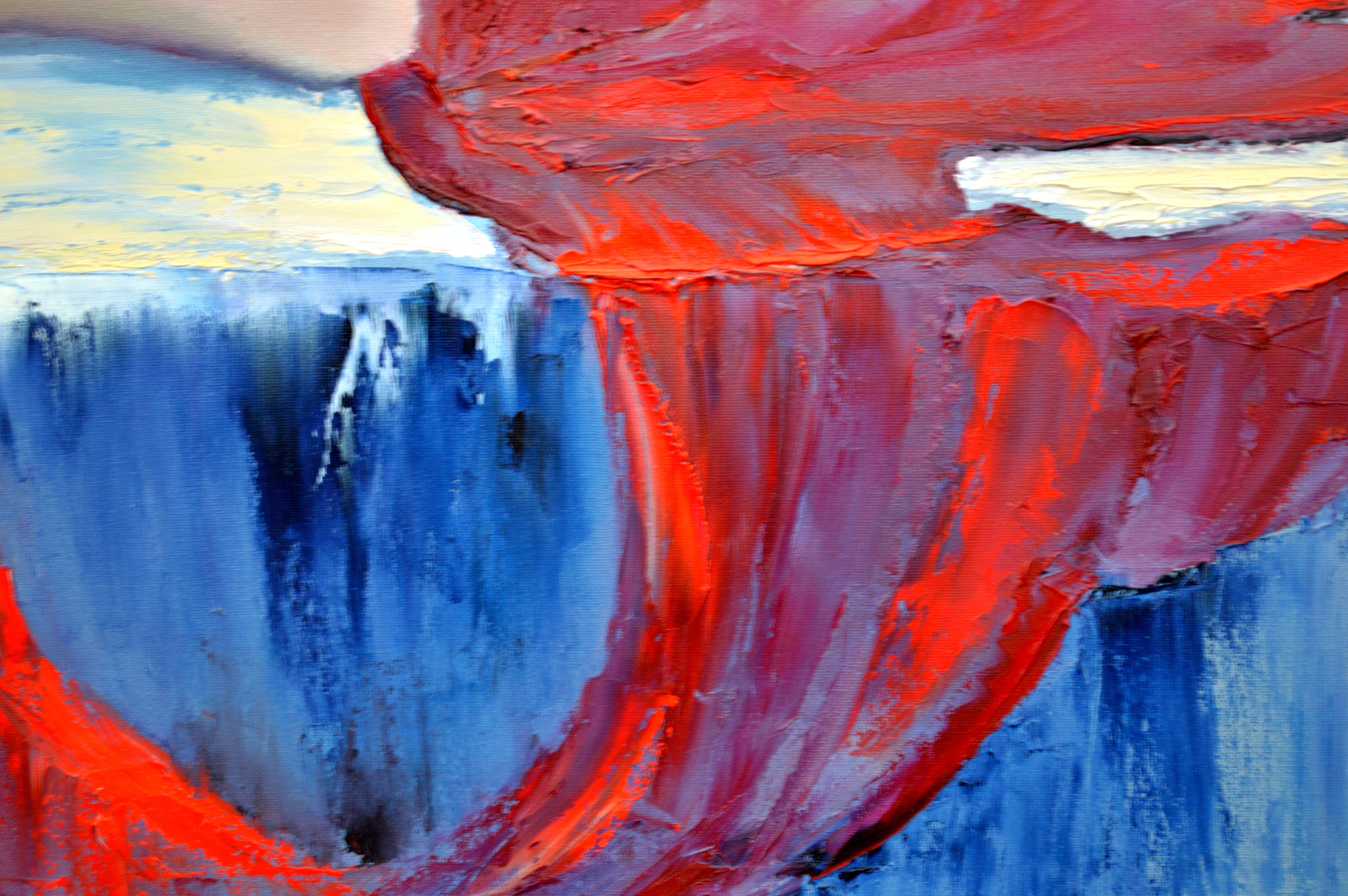 Dame in Rot 60X80 Öl im Angebot 5