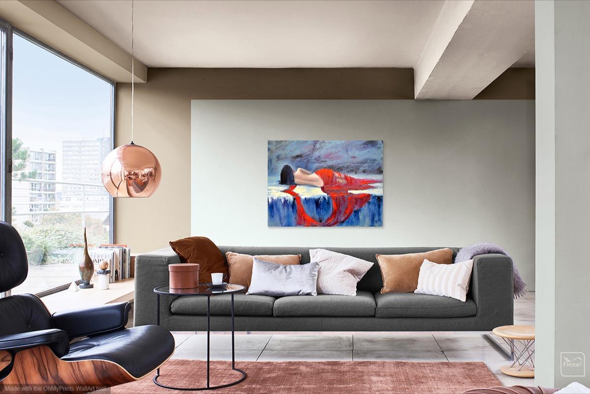Dame in Rot 60X80 Öl im Angebot 9