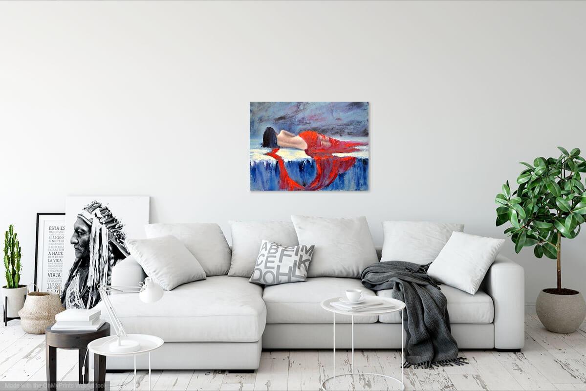 Dame in Rot 60X80 Öl im Angebot 10