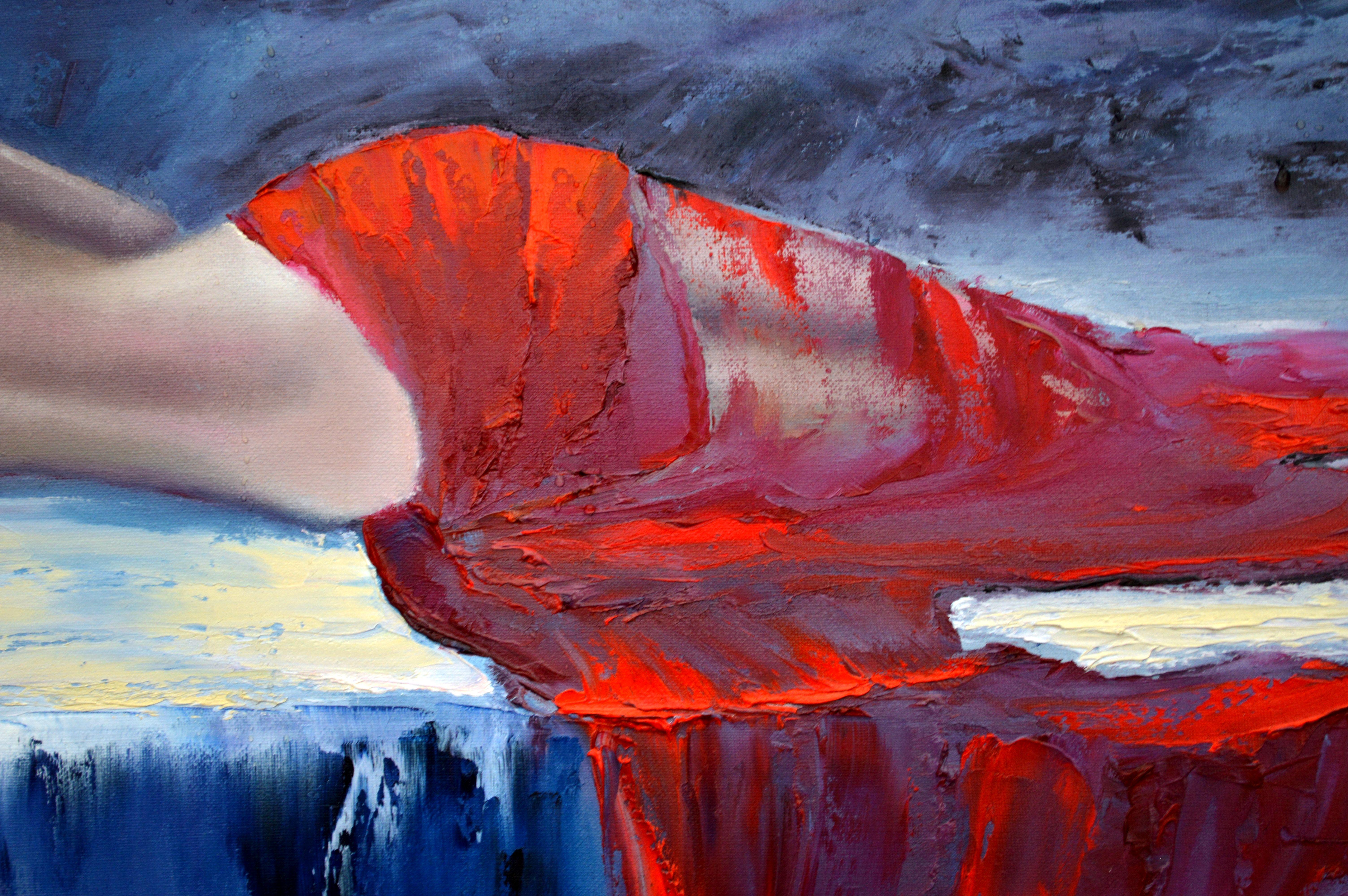 Dame in Rot 60X80 Öl im Angebot 3