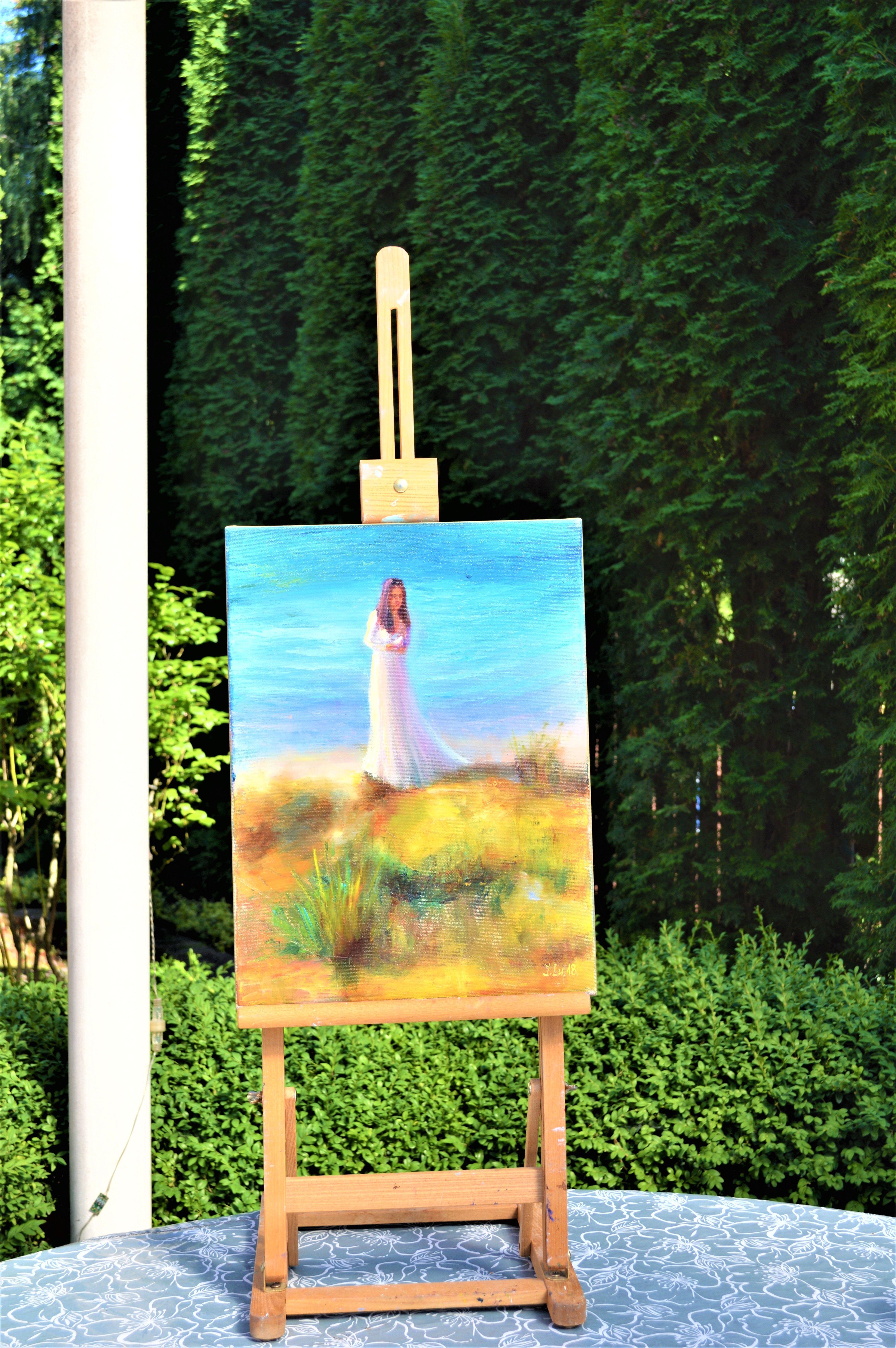Signora con piccione - Painting di Elena Lukina