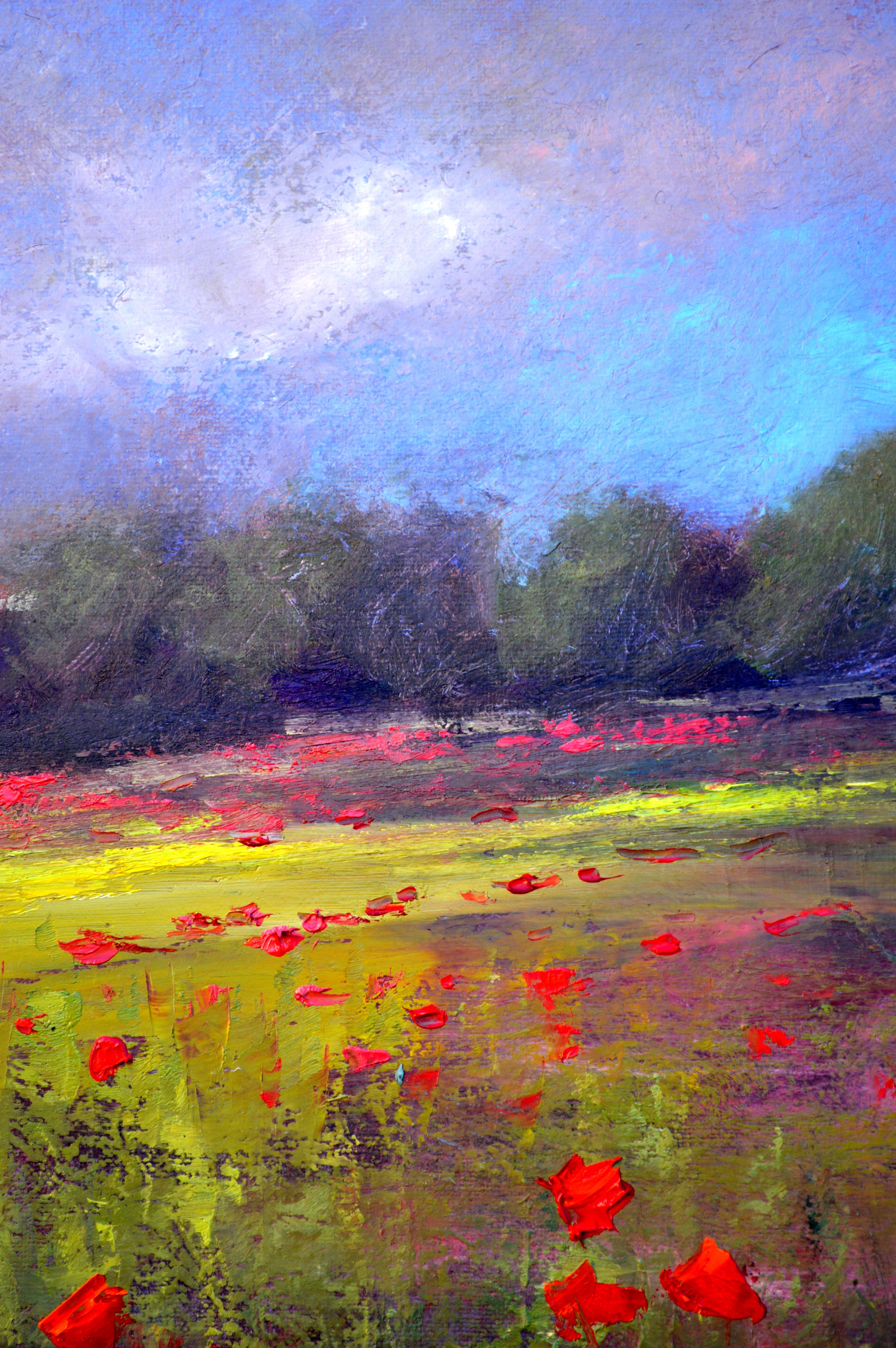 Paysage avec champ de coquelicots en vente 5