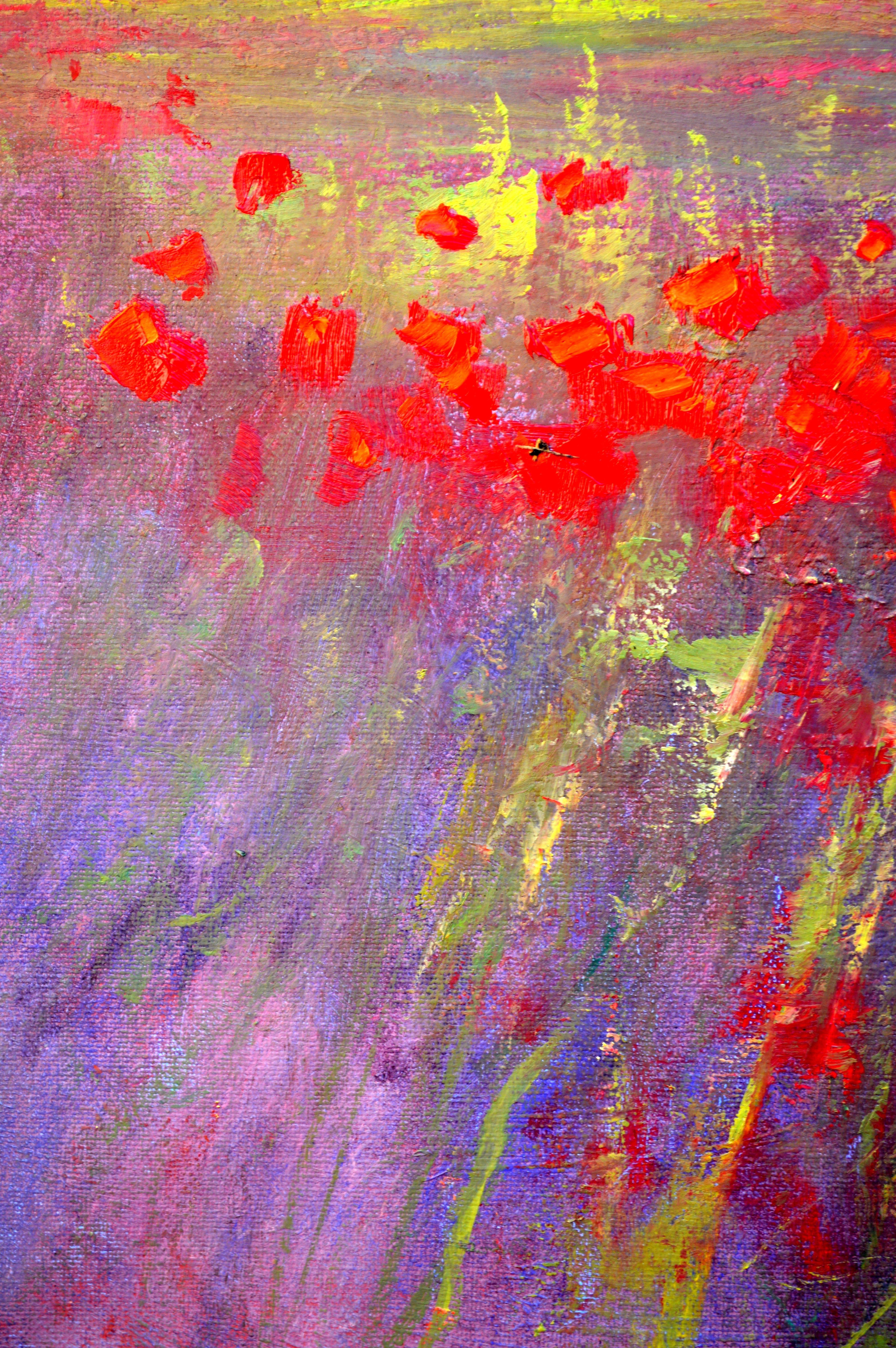 Paysage avec champ de coquelicots en vente 6