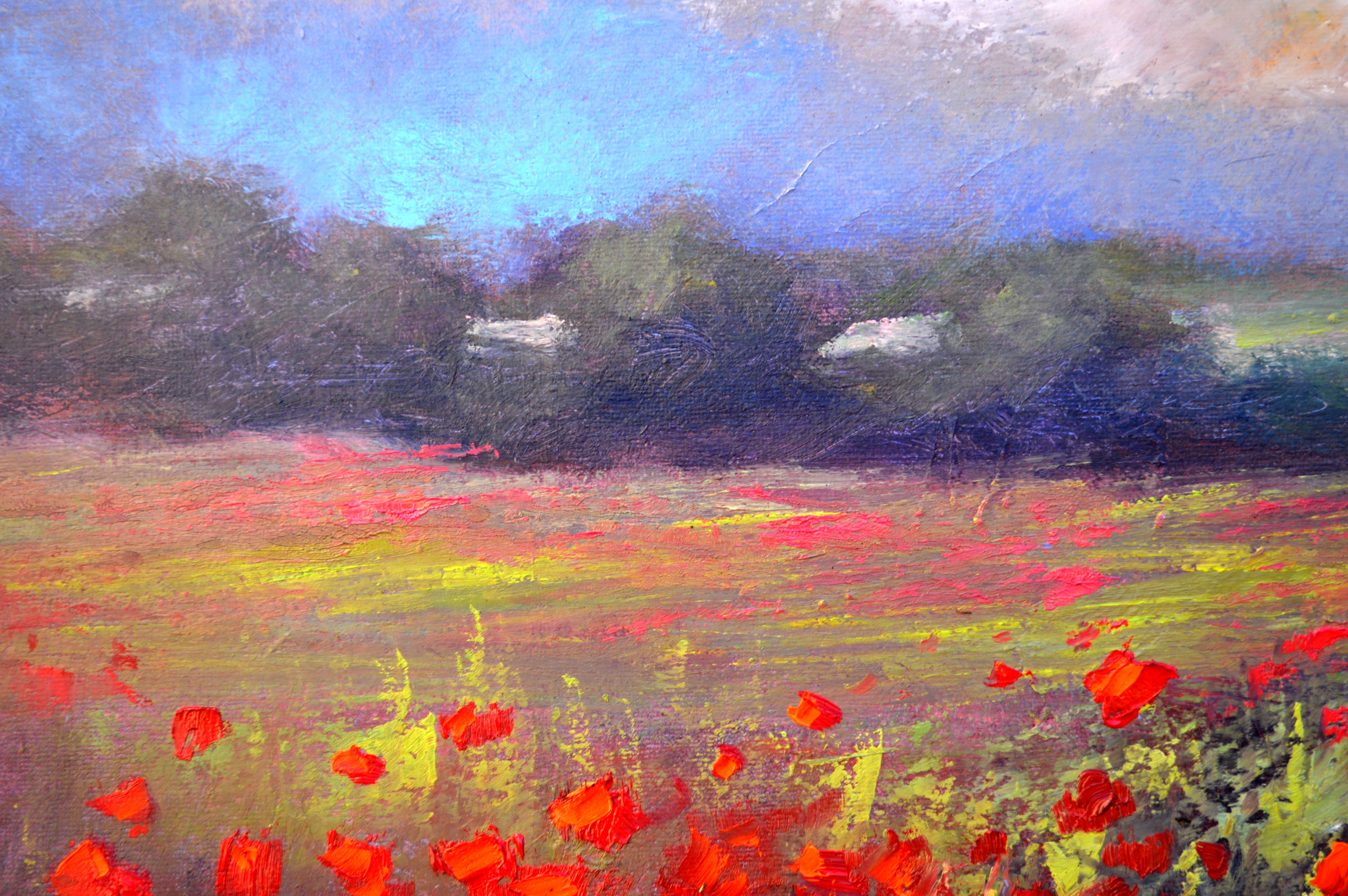 Paysage avec champ de coquelicots en vente 10