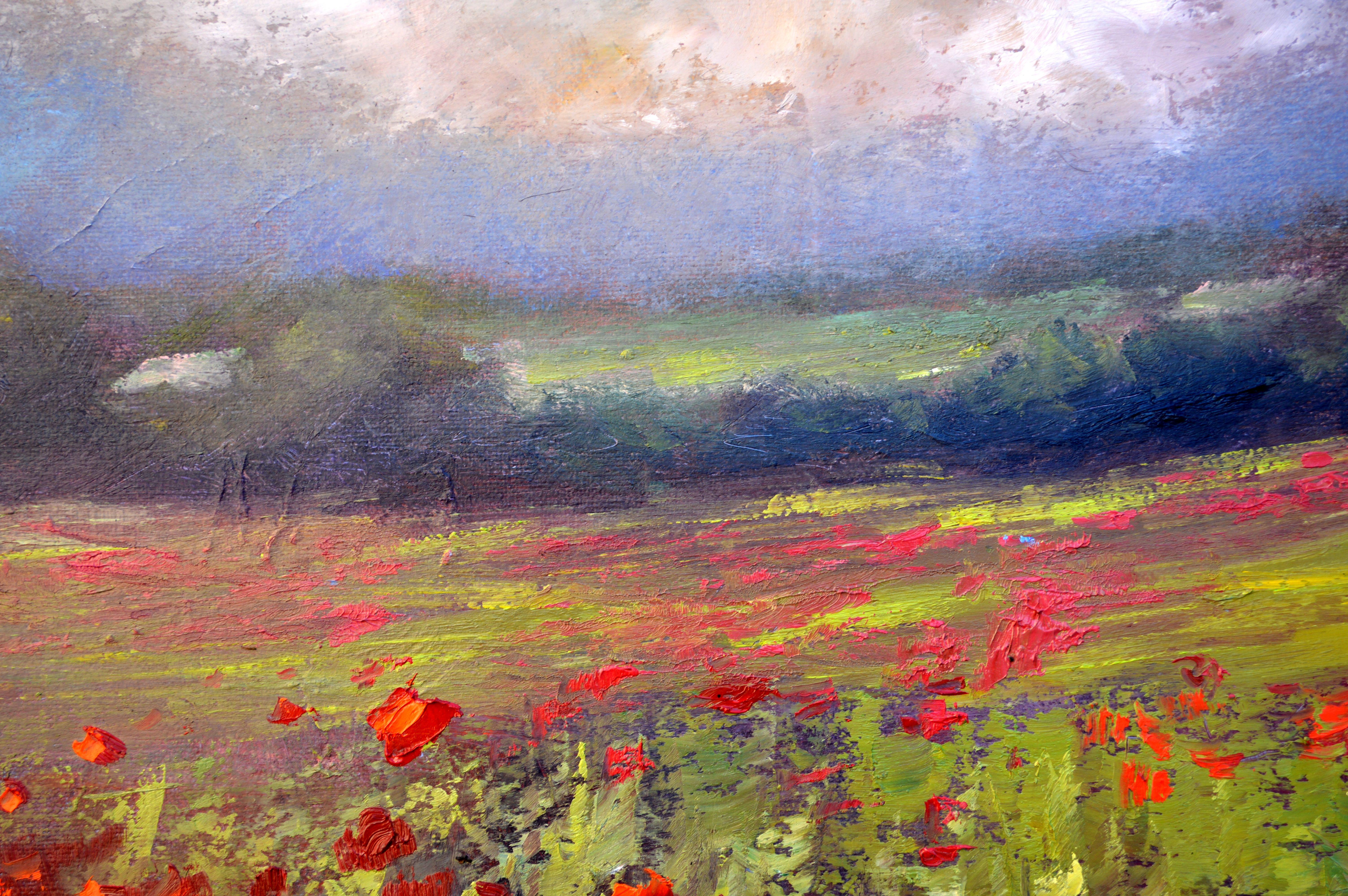 Paysage avec champ de coquelicots en vente 11