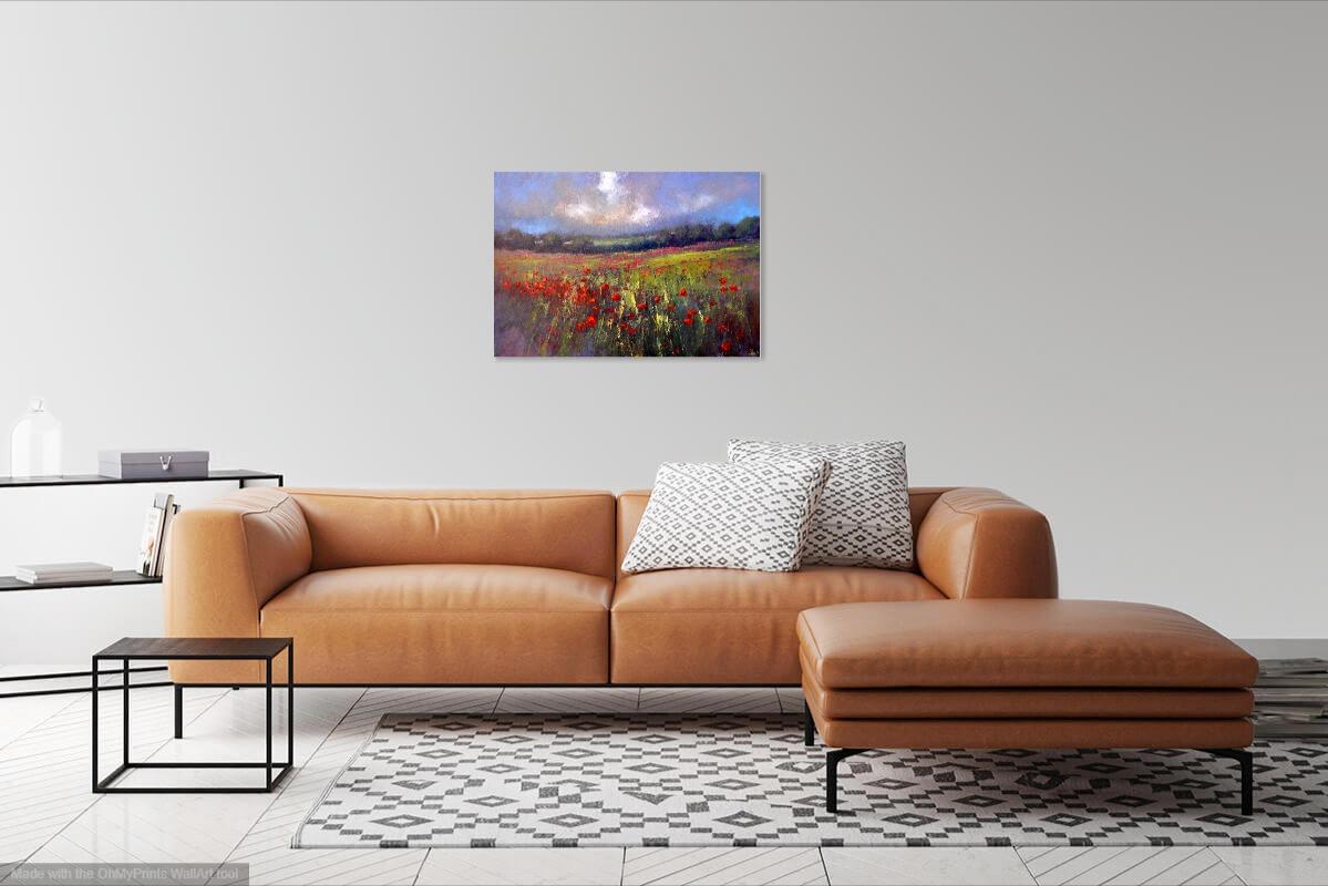 Paysage avec champ de coquelicots en vente 14