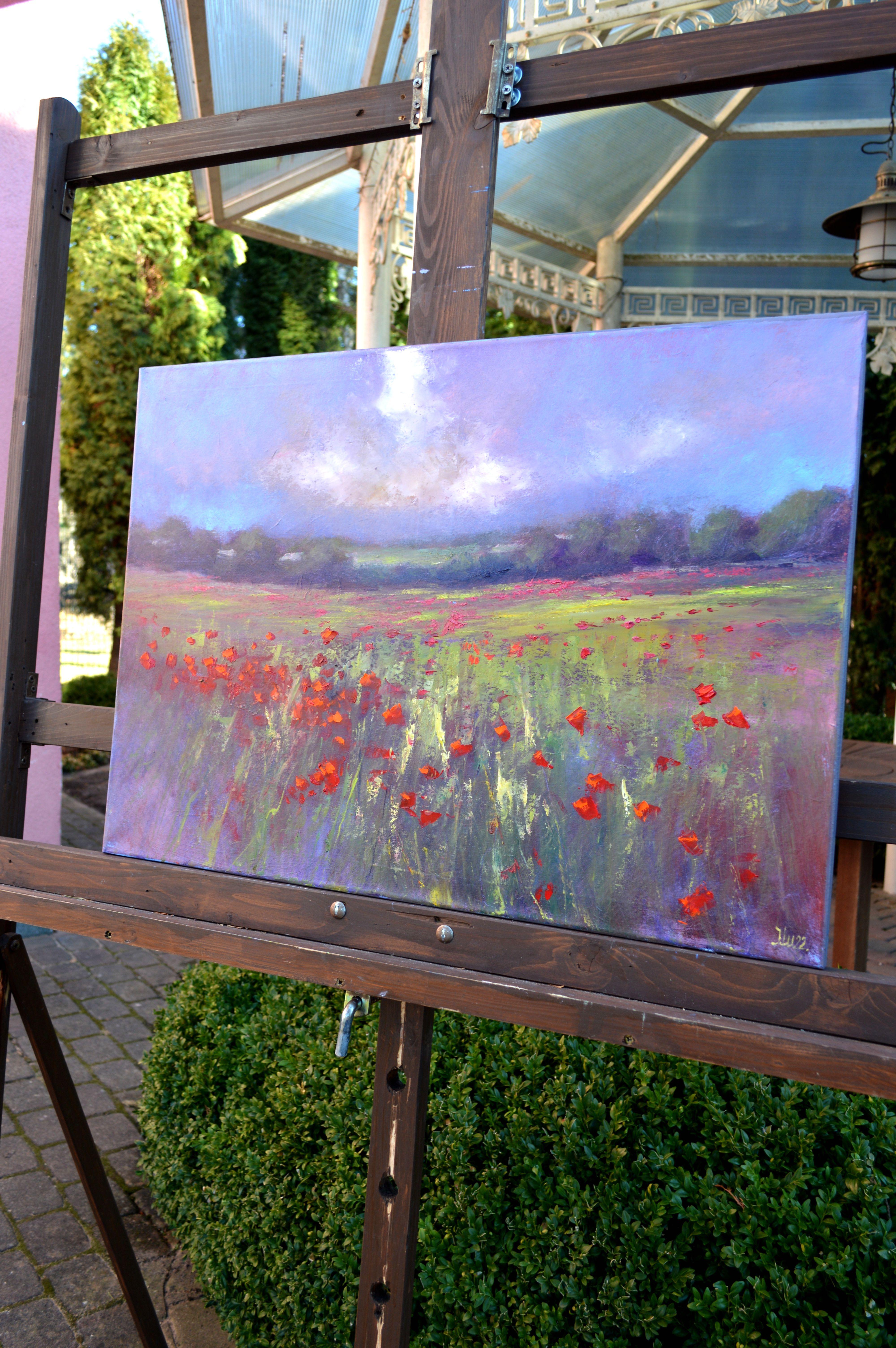 In this piece, I've embraced the vivid, pulsating life of nature, capturing the wild, untamed energy of a poppy field. The strokes of oil paint bring out an almost tactile experience, bridging the gap between expressionism and impressionism, with