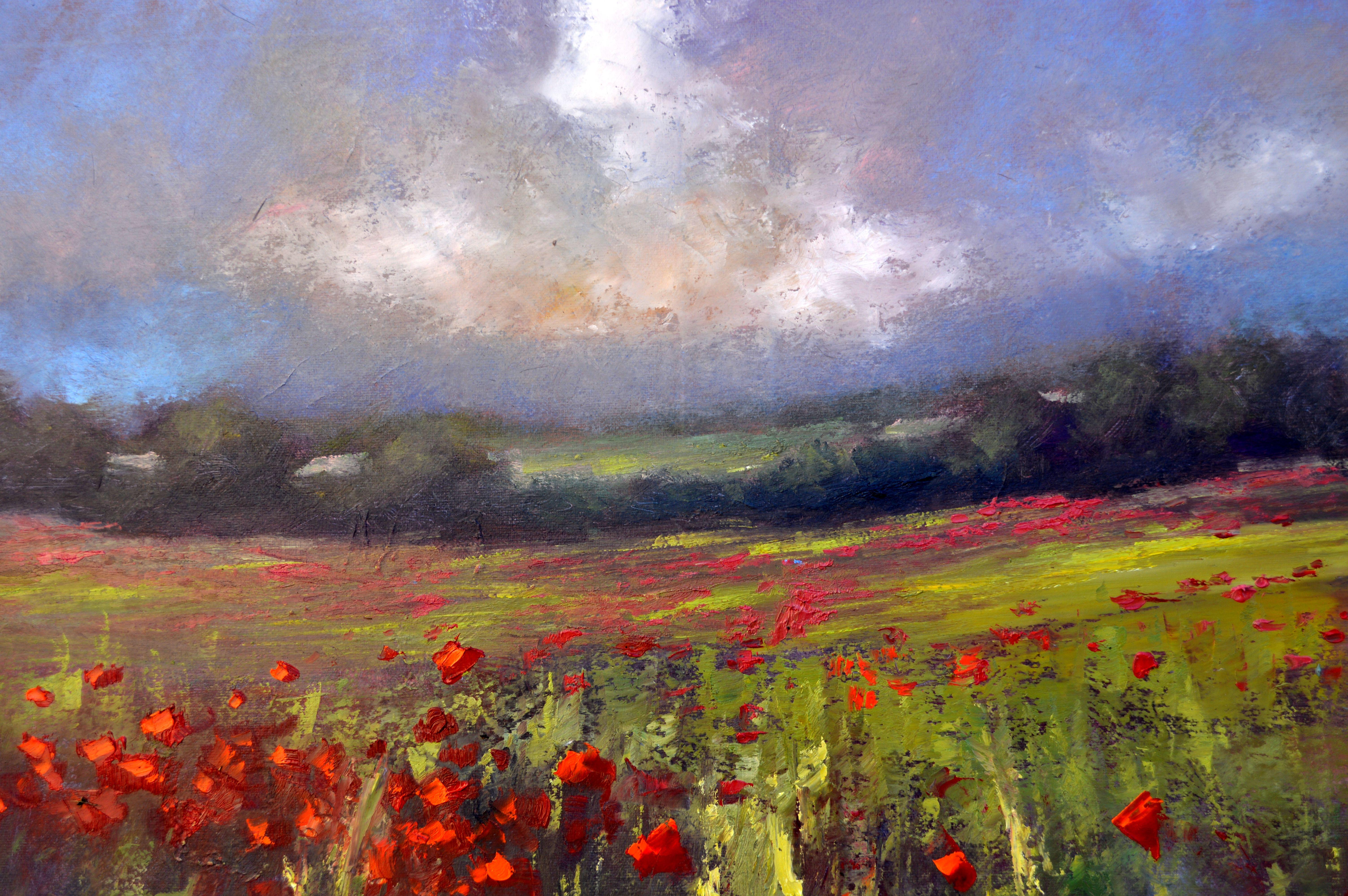 Paysage avec champ de coquelicots en vente 2