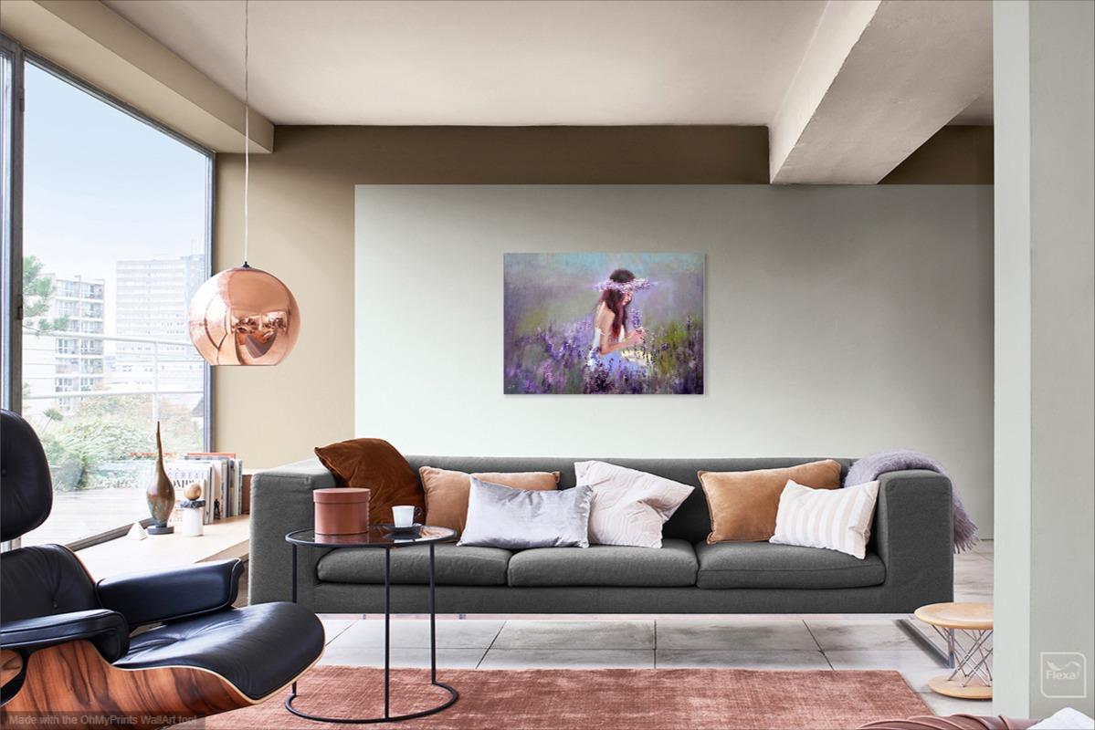 Sogno di lavanda - Portrait Painting Grigio di Elena Lukina