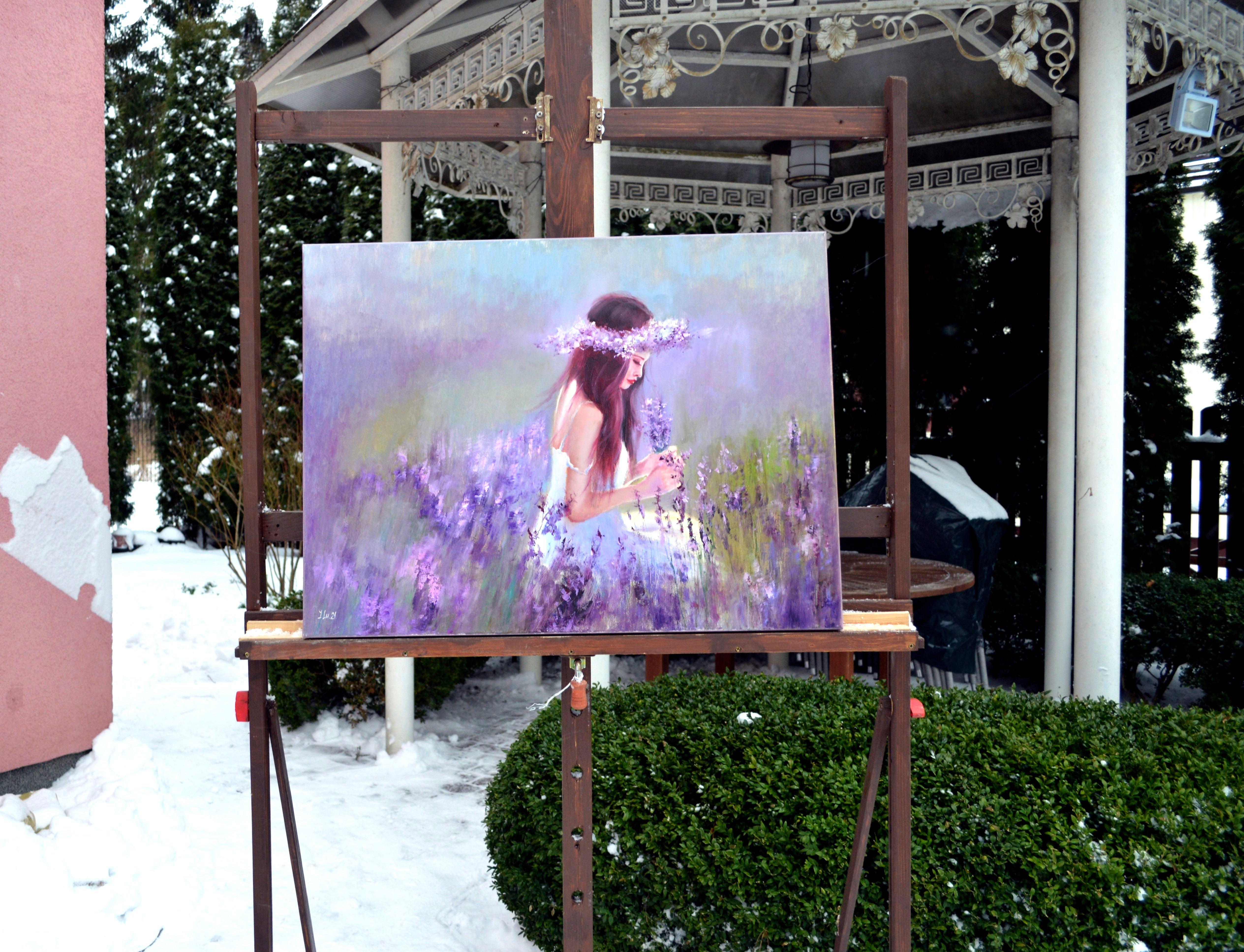 Mescolando gli oli con pennellate intense, ho catturato un momento sereno in mezzo a una nebbia di lavanda. Facendo eco ai sussurri impressionistici e alla chiarezza del realismo, l'opera d'arte emana una tranquillità onirica. Cercando di incarnare